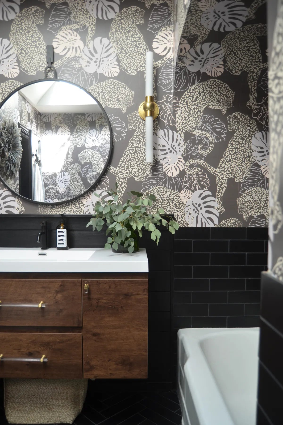 2020 Q1 Img Hi Res Full Rights Residential Influencer Shavonda Gardner Bathroom Tile Wall Wainscot 3X9 Offset Basalt Floor 3X12 Herringbone Full 4 Fc288673