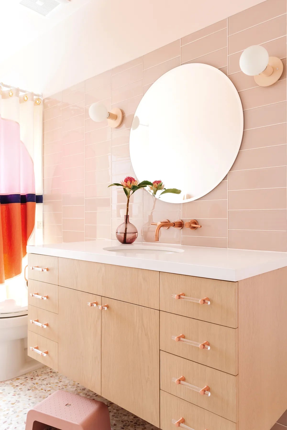 Oh Joy! Rosy Glass Bathroom - Fireclay Tile