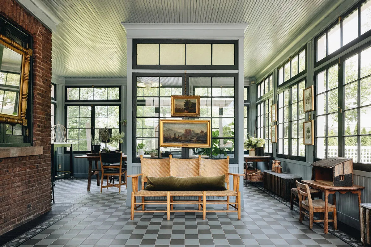 2021 img hi res residential influencer Design Jean stoffer designs photo Stoffer photography interior North porch floor 6x6 Iron Ore Pyrite 1x6 3x9 Basalt Chicago grey motif FC432204 5