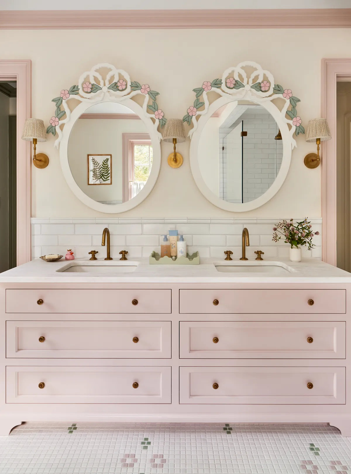2022 full usage bathroom shower backsplash Mosaics thin brick olympic amalfi coast calcite caribbean seedling evening glow evergreen Jennifer Hunter FC545003 1