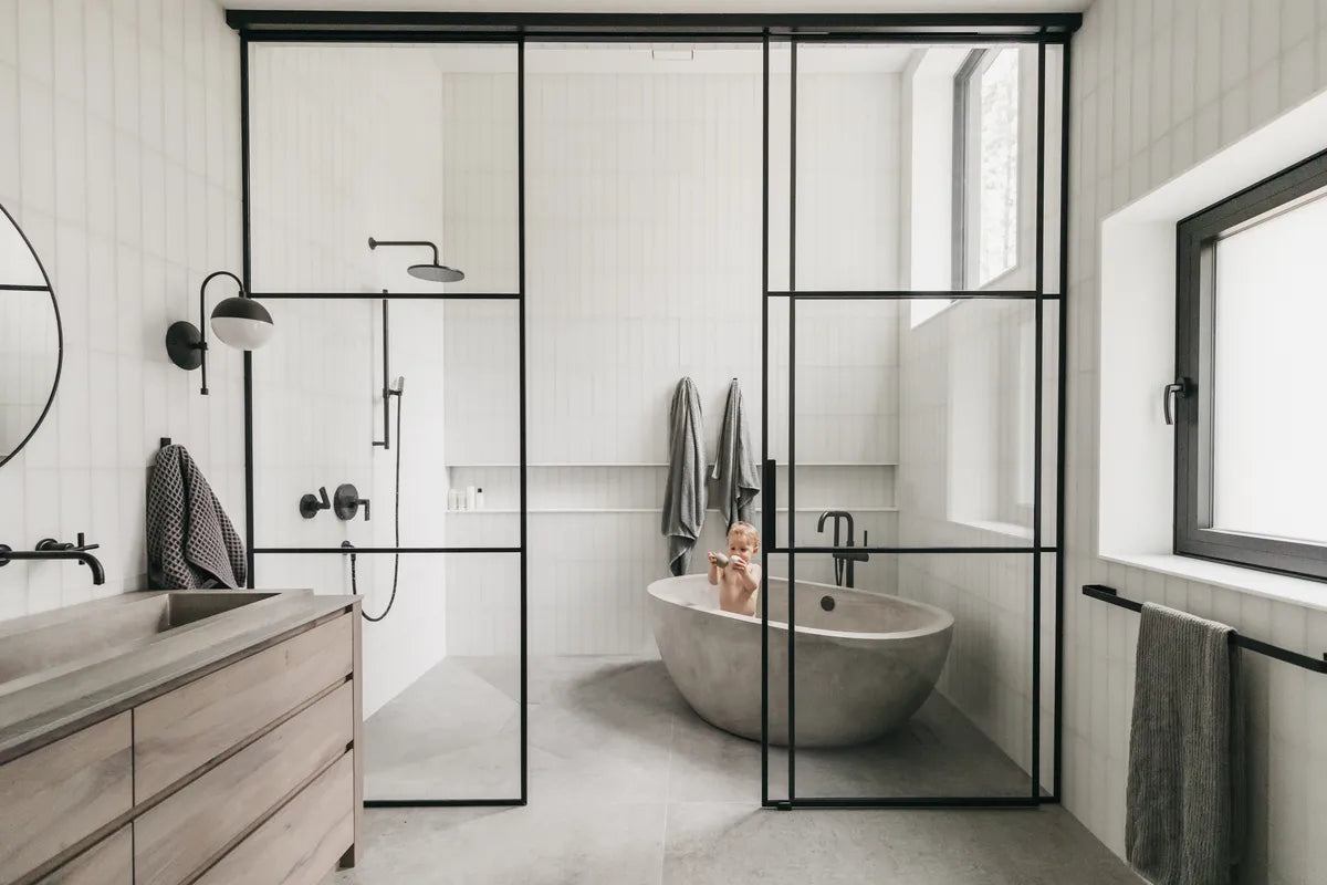 2022 img hi res influencer desing Kyla ray creative photo Angela price bathroom wall shower 3x12 egret matte niche straight set FC463663 3