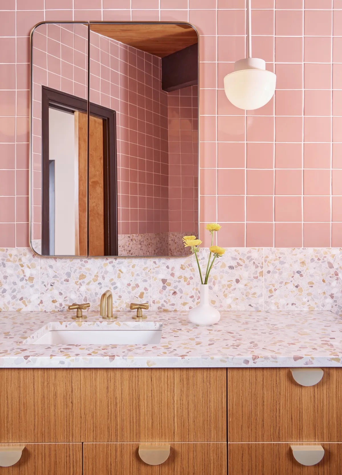 2025 full usage residential 4x4 mesa 4x4 vintage leather 6 triangle 3x12 Caribbean Sea matte 6 triangle crater lake matte bathroom shower tub Petra Design Tory Williams FC870084 7