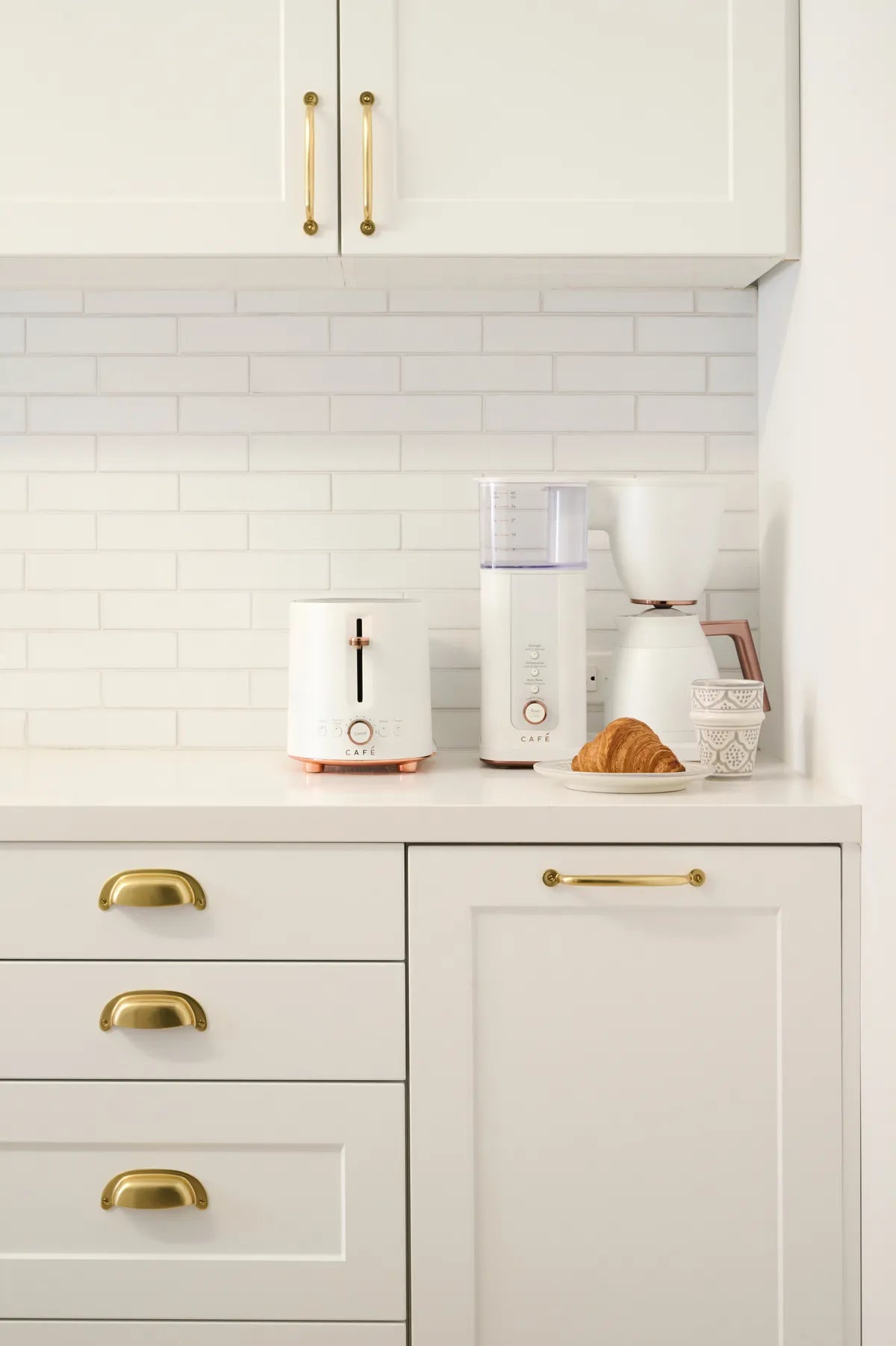 New traditional kitchen pantry white tile 1