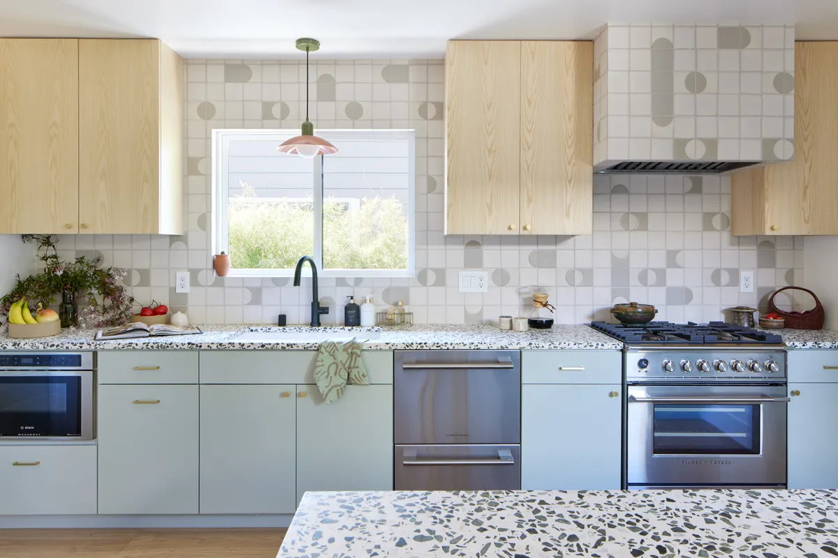 Scandinavian white handpainted kitchen backsplash tile 1