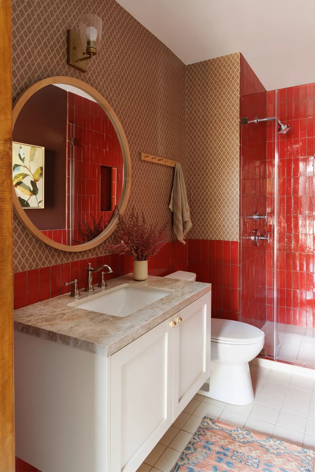 Modern red brick shower bathroom tile 1
