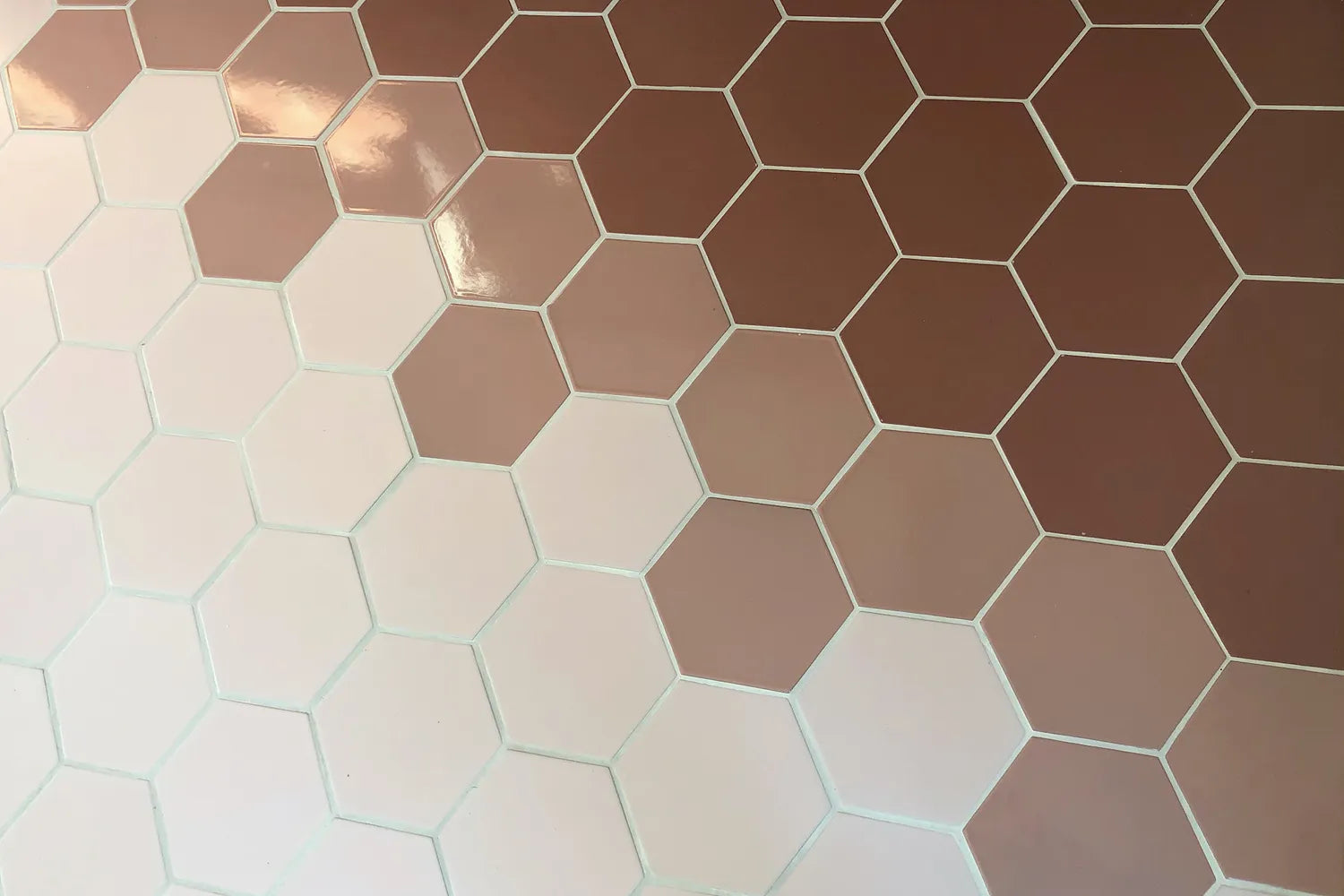2020 img hi res rights residential influencer Amanda Walker Dwellaware sunroom living floor tile hexagon 8 blend dawn mesa red rock detail sheen FC396274