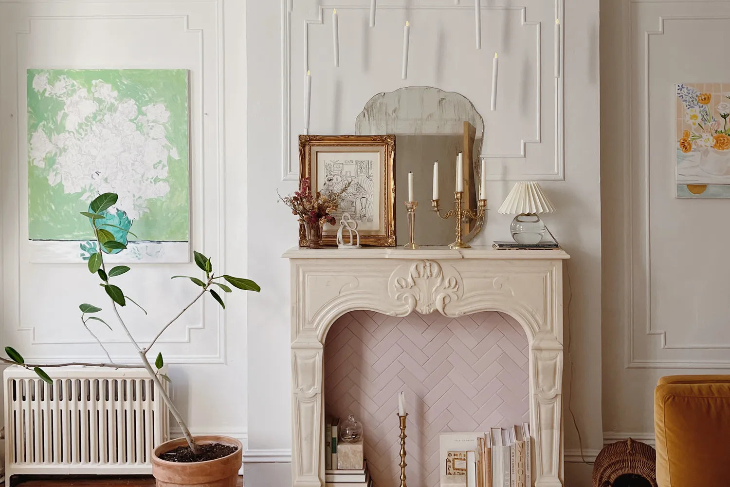 2021 img hi res full rights residential influencer reserve home mallory fletchall fireplace living decorative tile desert collection dawn 2x6 herringbone 2 FC407154