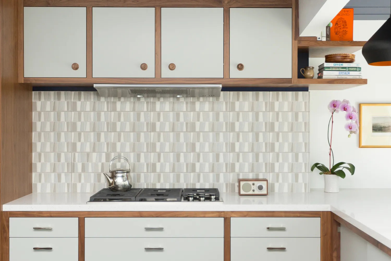 Backsplash Handpaitned Kitchen Neutral Motif River Rock Sakura 3
