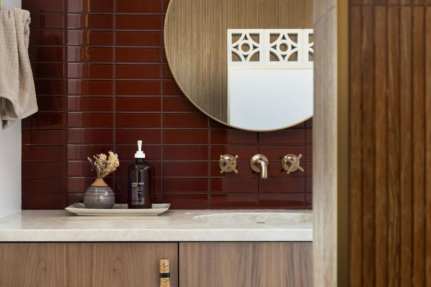 Glass Subway Tile Backsplash Retro Inspired Red