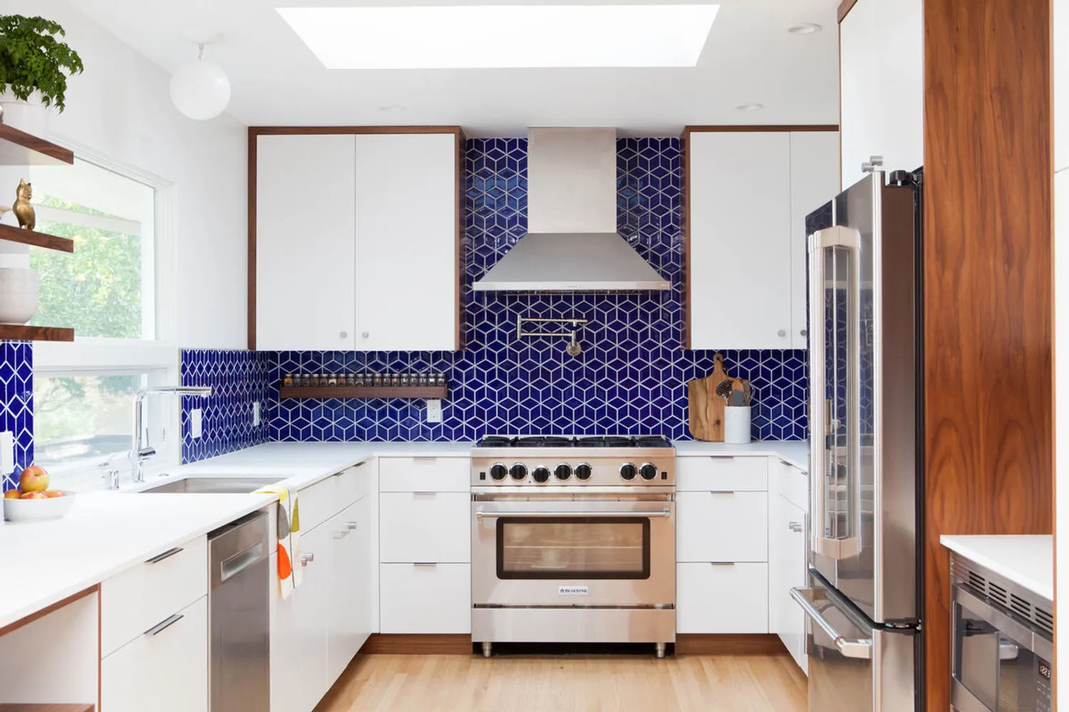 Mid Century Modern Backsplash Bold Blue Diamond Tile