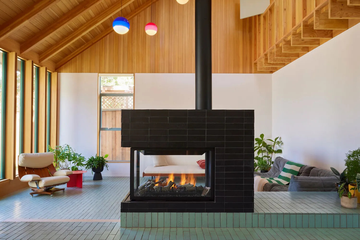 Tile Forward Homes to Inspire Your Next Remodel Design Bitches Midcentury Modern Brick Floor Fireplace Lead