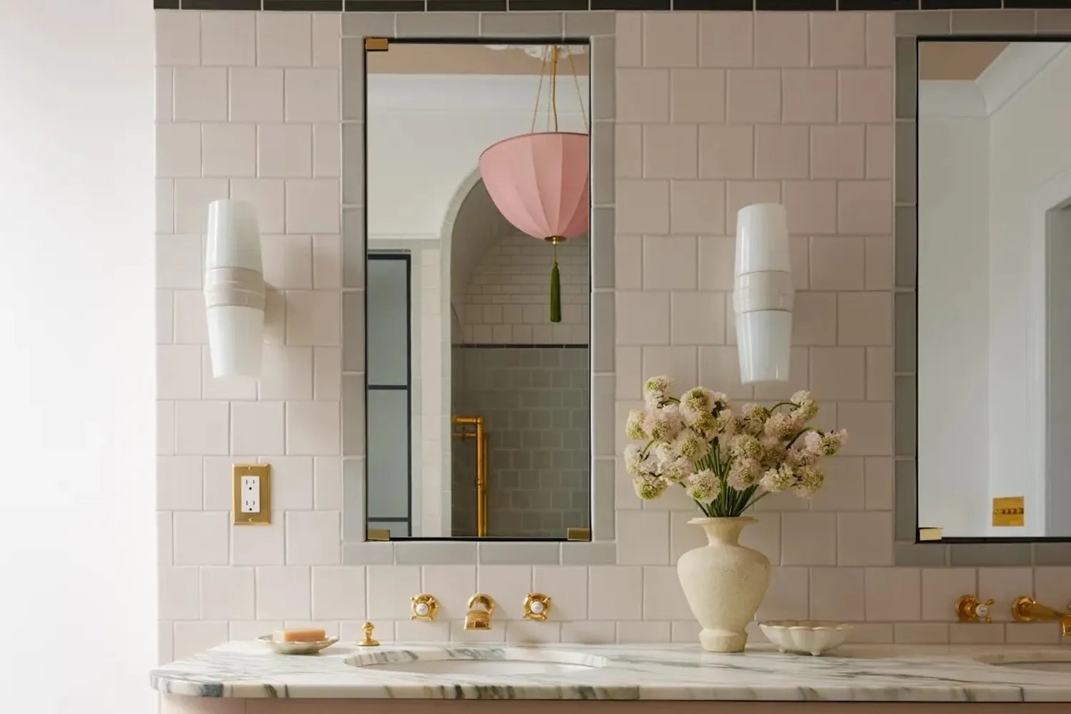 Bathroom trends 2025 modern traditional parisian inspired backsplash shower