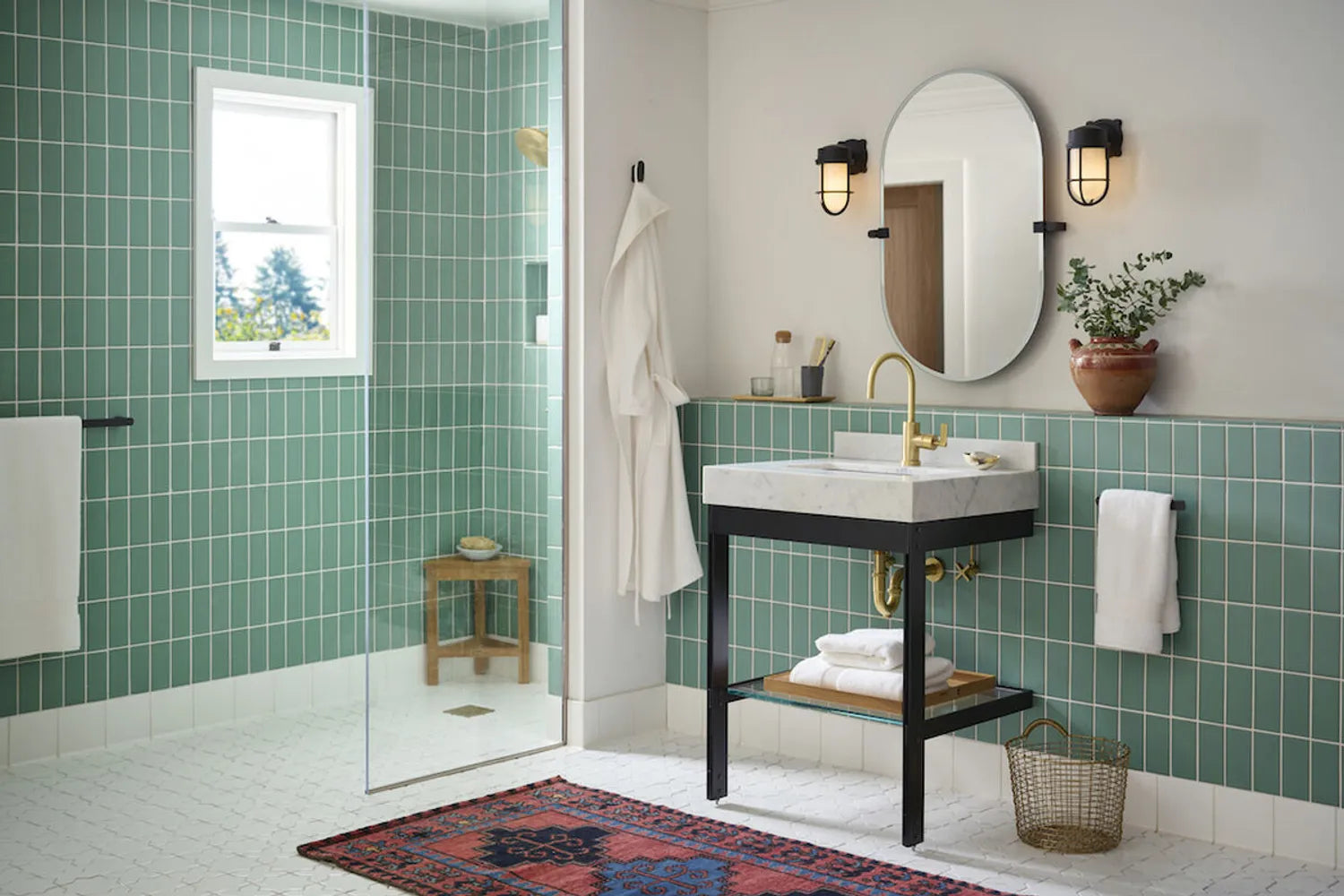 Green bathroom tiles