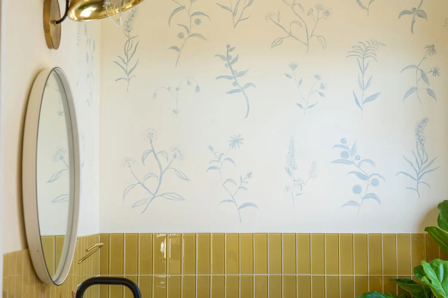 Farmhouse tile bathroom glass walls