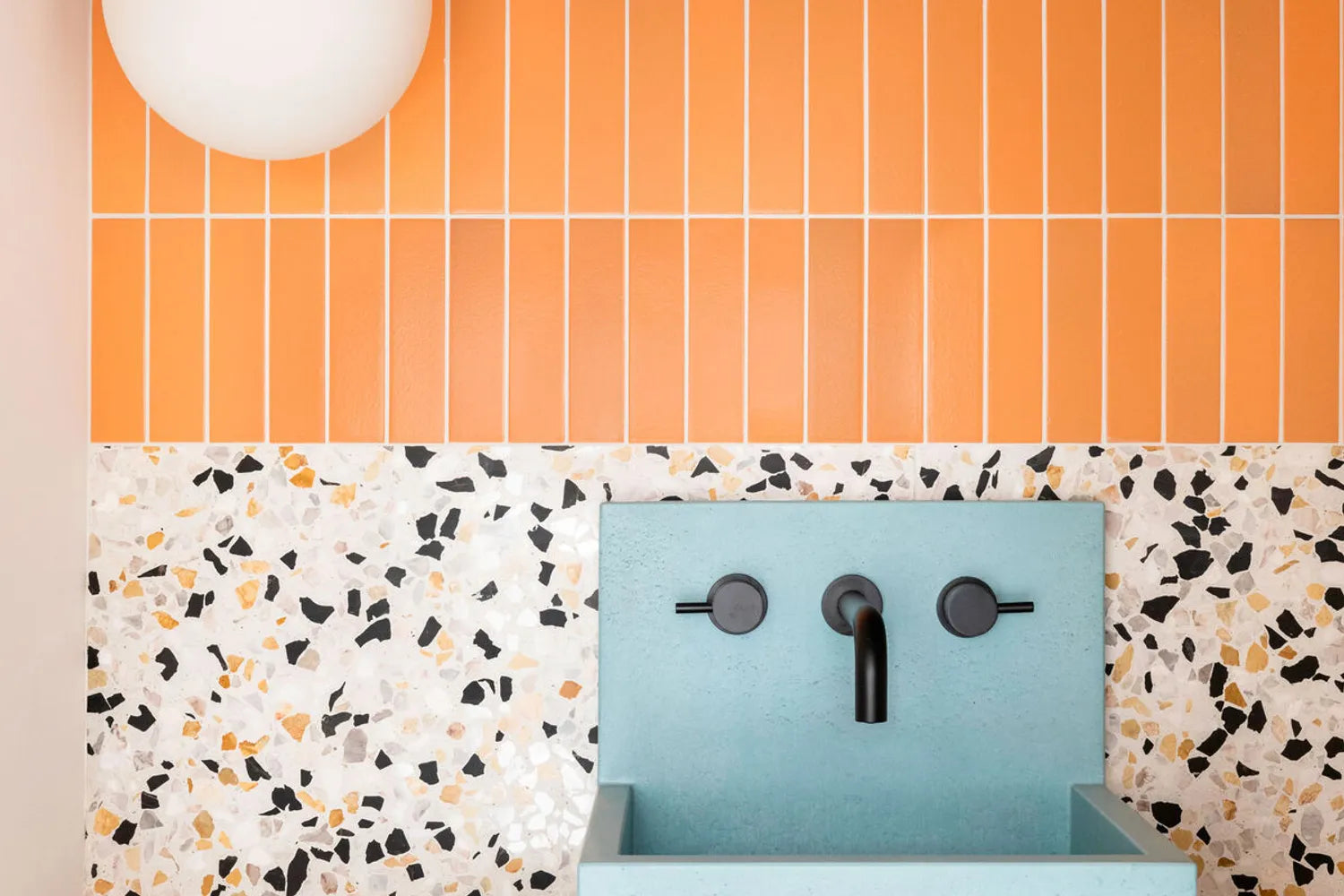 Orange tile Handsome Salt Sorbet Bathroom