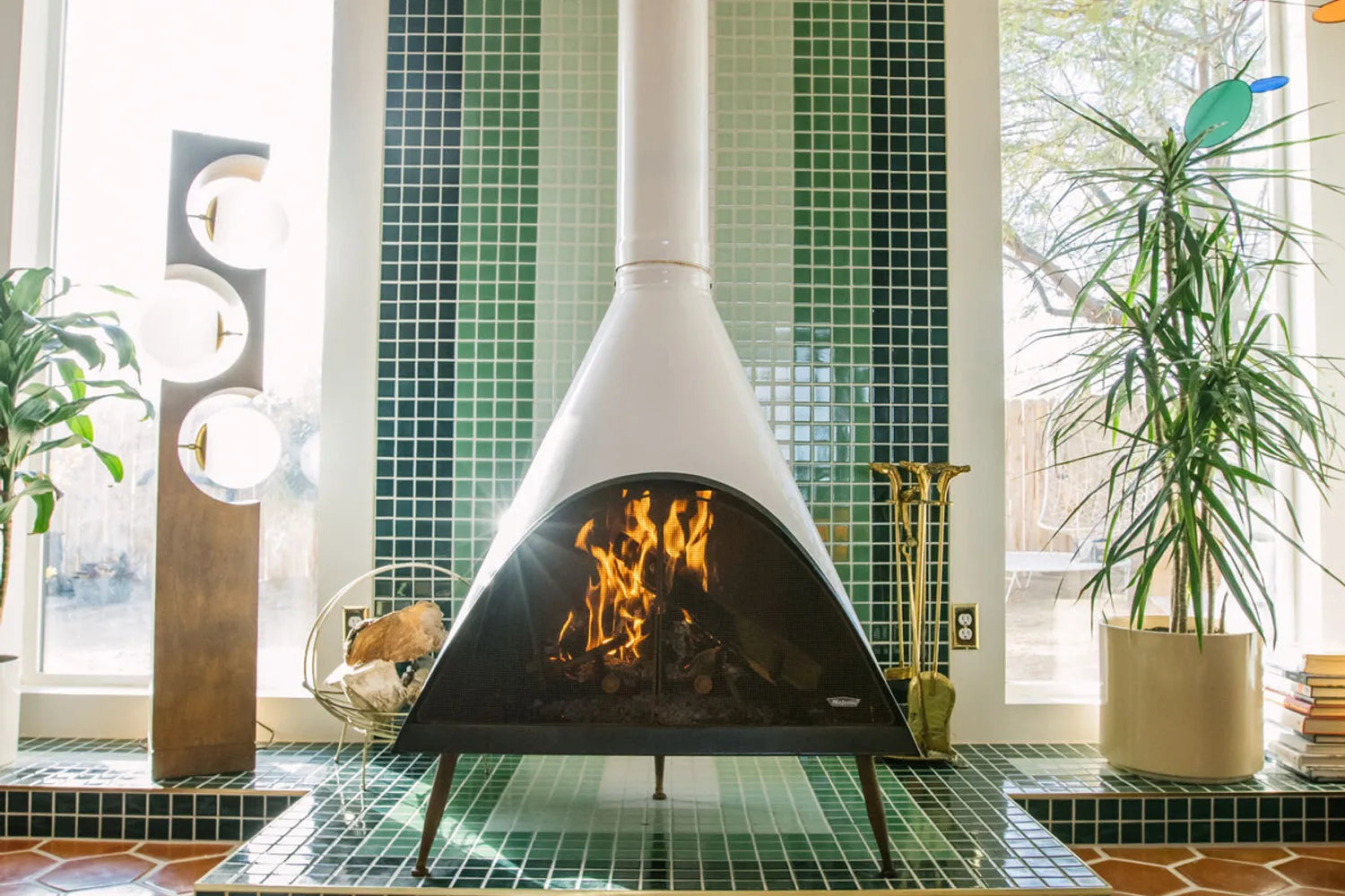 Mosaic tile fireplace
