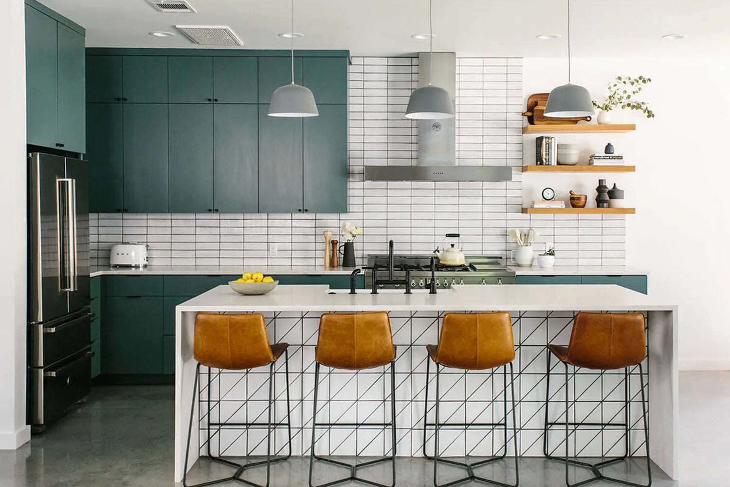 Tiled kitchen islands white triangle tile in effortless chic kitchen lead
