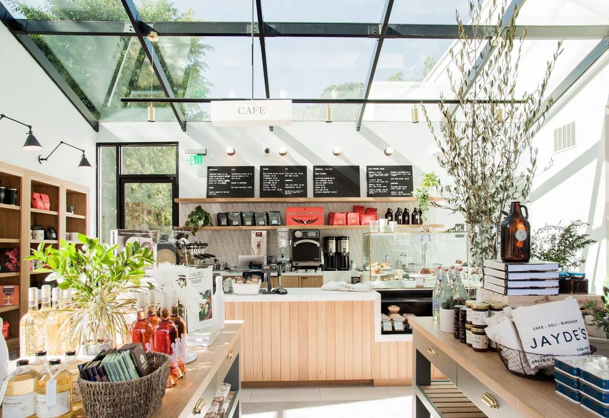 2018 Q3 Image Commercial Design Project M Plus Jaydes Market Grocery Store Cafe Backsplash Tile Scalene Triangle Stacked Brass Inlay Daisy Full Fc 185726
