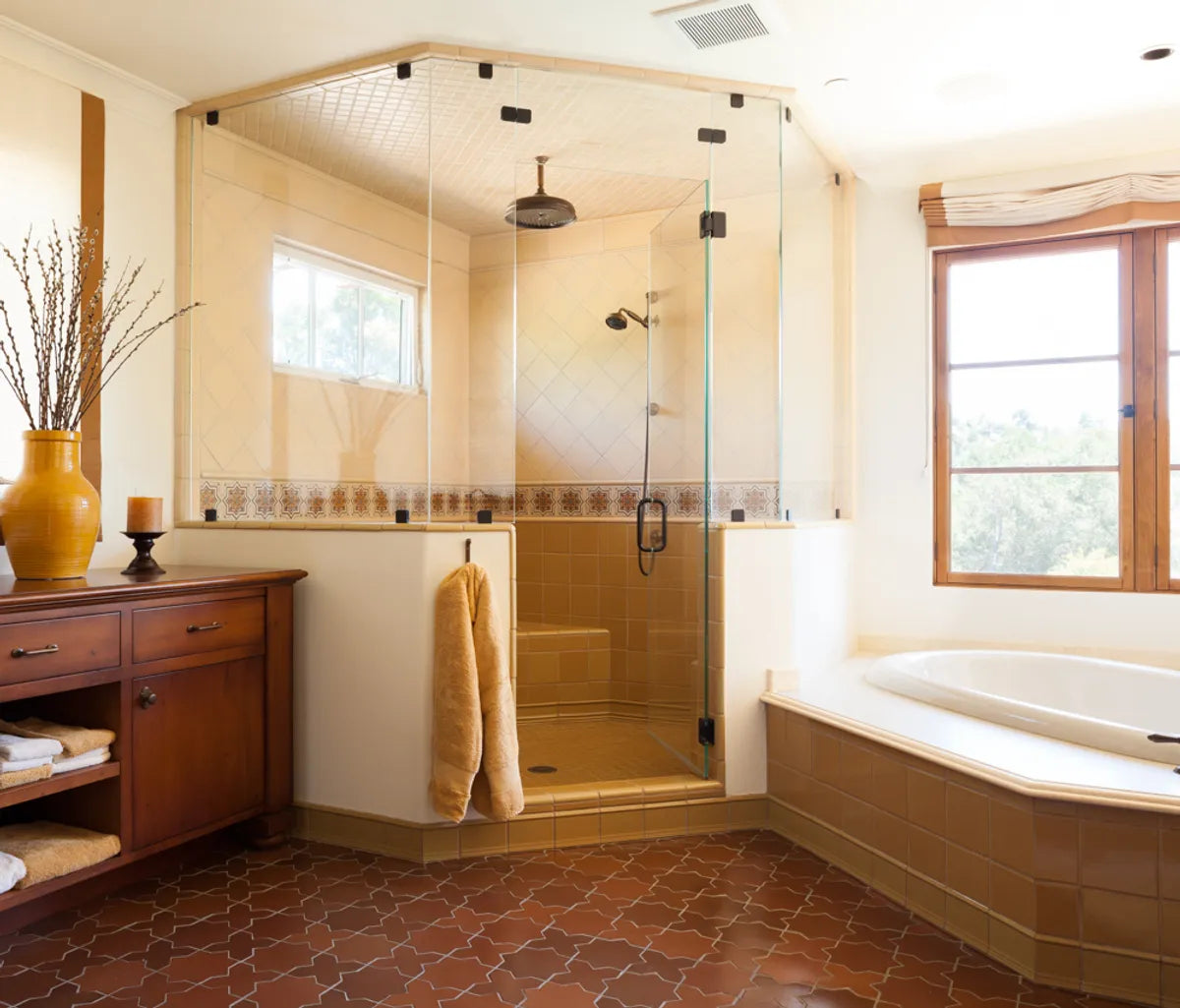 6X6 Antique Blend Bathroom Cuerda Seca Diagonal Flooring Madrid Malcolm Fearon Bliss Images Molding Recycled Body Residential Shell Shower Star And Cross Straight Set Tile Trim Tub Warm Neutrals