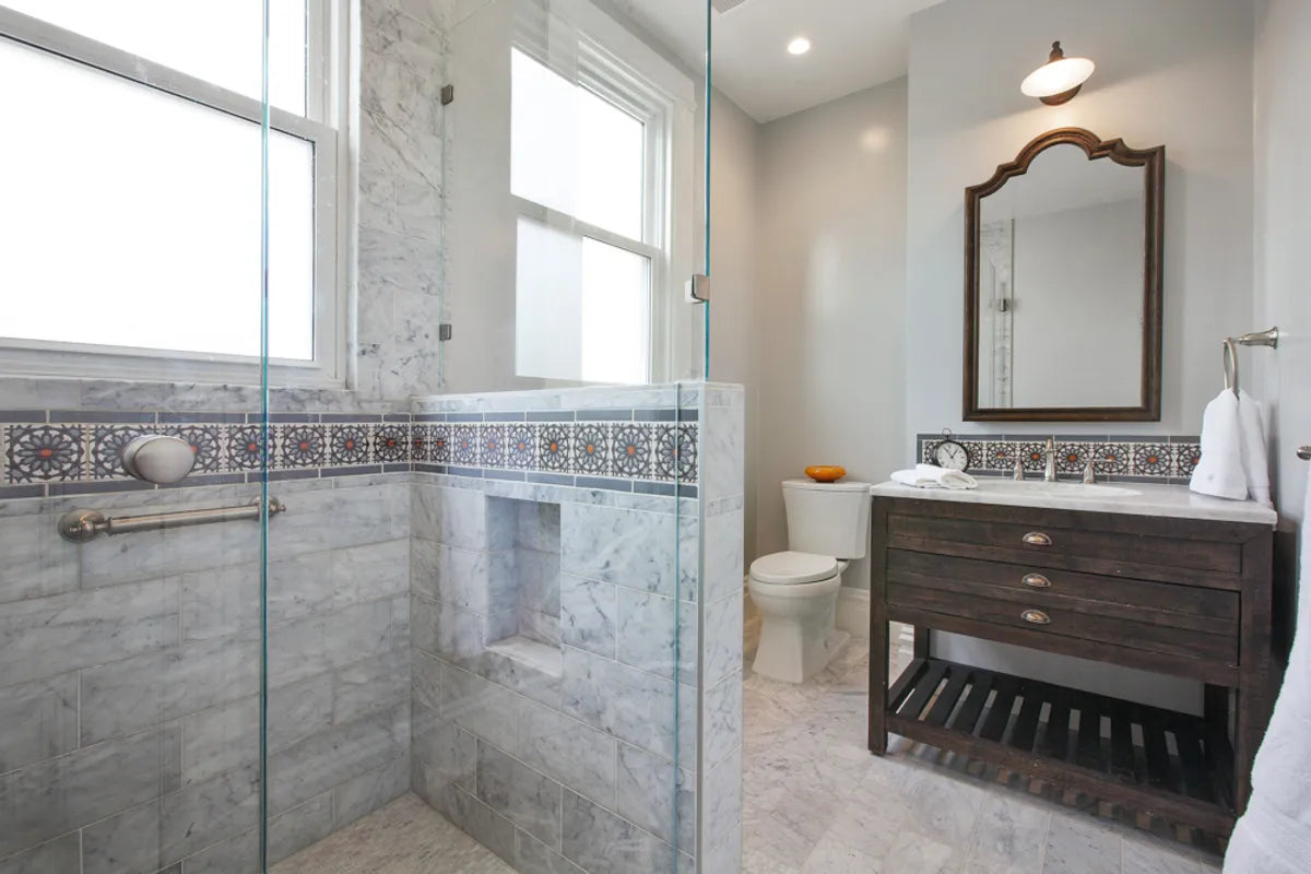 6X6 Bathroom Centoni Restoration Development Handpainted Inc Moorish Knot Open Homes Photography Residential Tile Trim