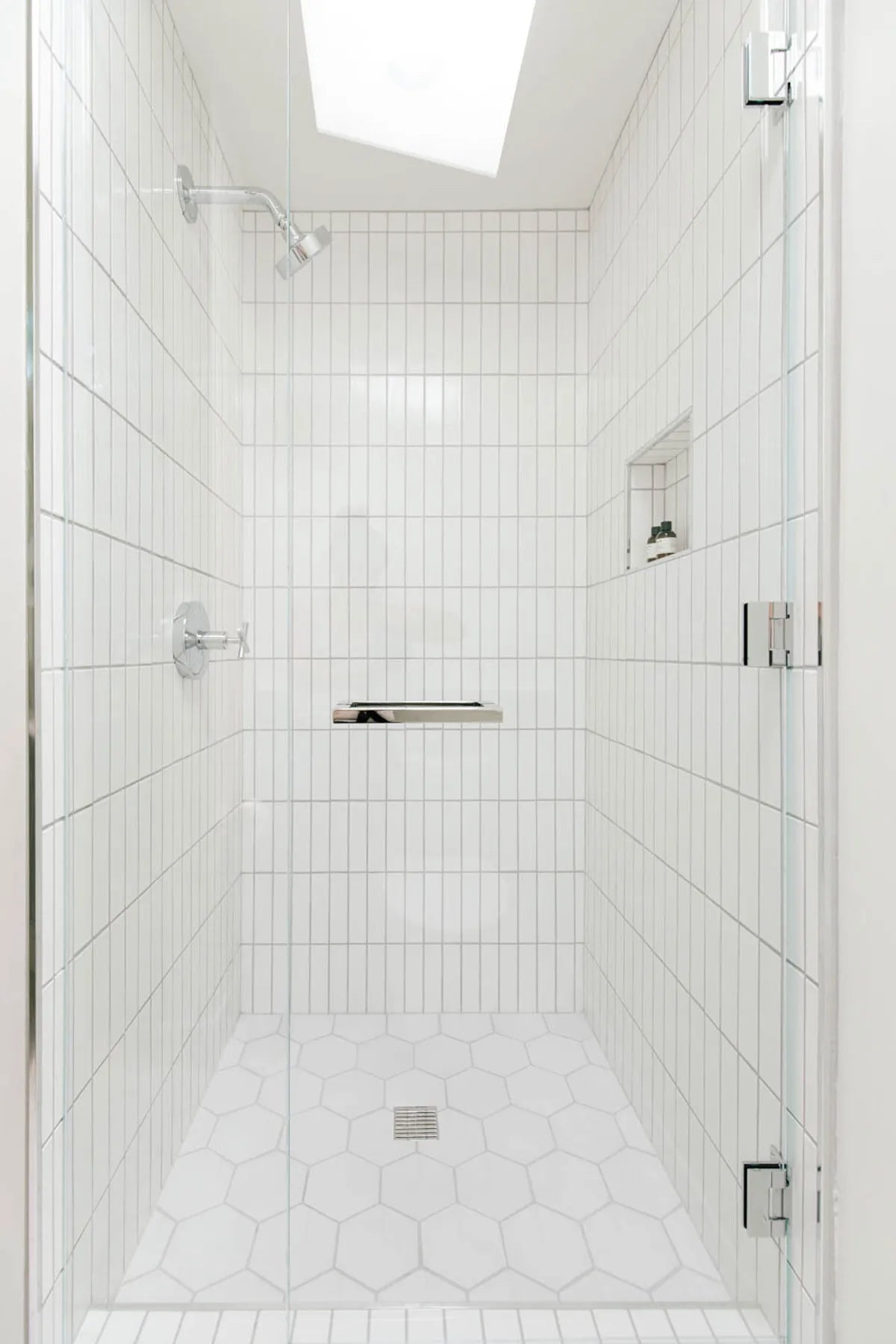 2018 Q3 419751 Bathroom Shower Wall White Gloss 2X8 Straight Set Floor Tile Daisy Hexagon 6