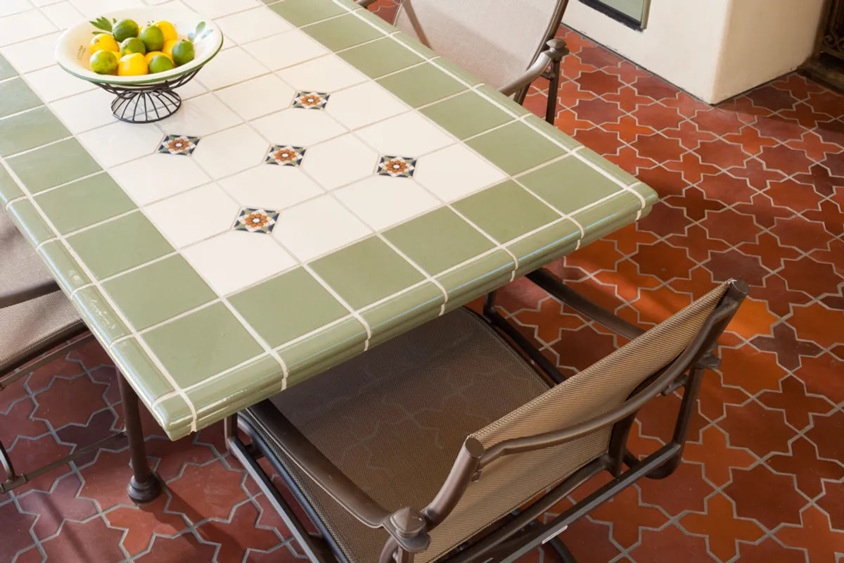 Antique Blend Decorative Tiles Exterior Greens Installation Malcolm Fearon Bliss Images All Rights Reserved Photographer Credit Recycled Body Residential Star And Cross Table Tile Tuscan Colorway Warm Neutrals
