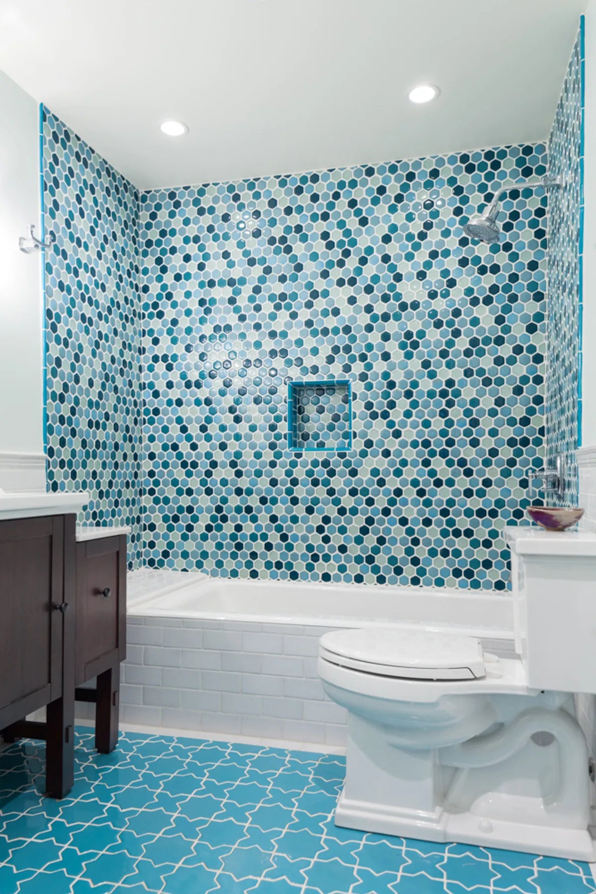 Bathroom Blues Dew Drop Dusty Olive Forget Me Not Glass Hexagon 2 Island Flower Malcolm Fearon Malcolm Fearon Photography All Rights Reserved Plankton Recycled Body Residential Star And Cross Tile Turquoise