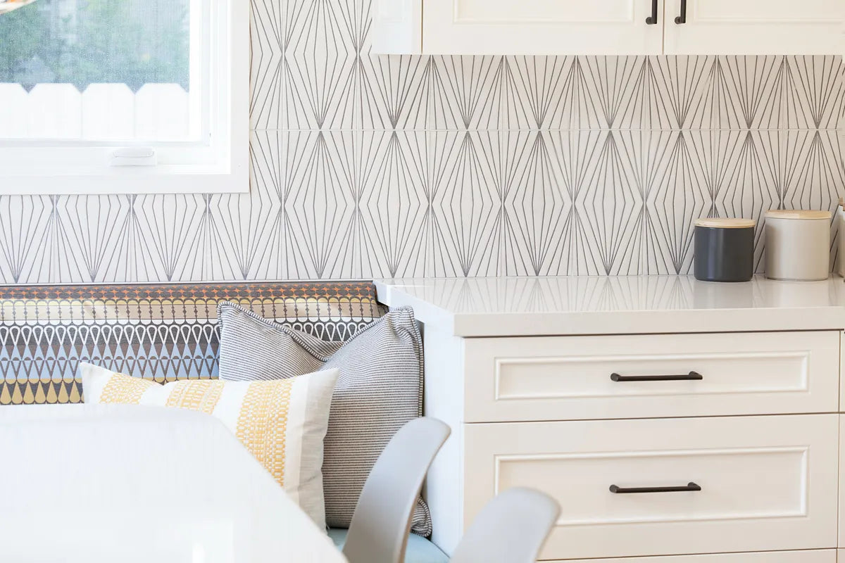 Diamond Contour Handpainted Neutral Motif Kitchen Professional Photographer 2