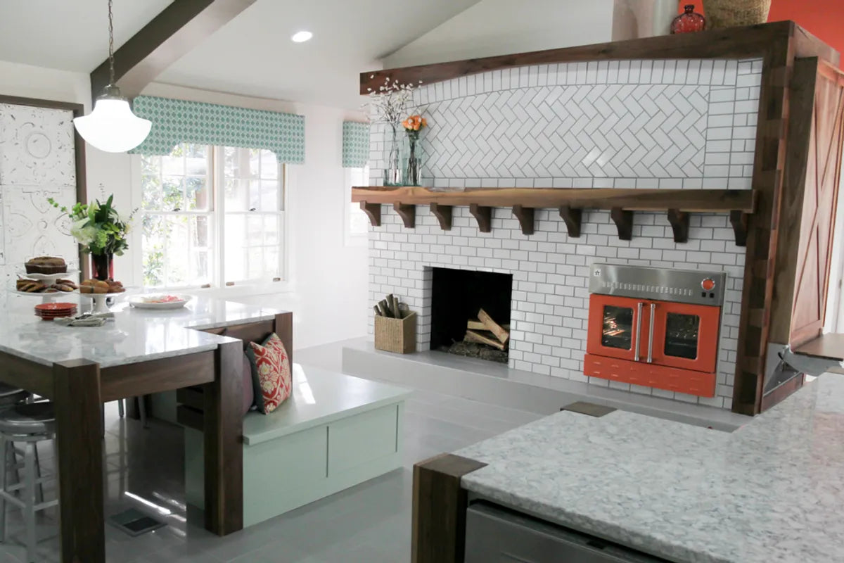 Fireplace Herringbone Tile Whites 2