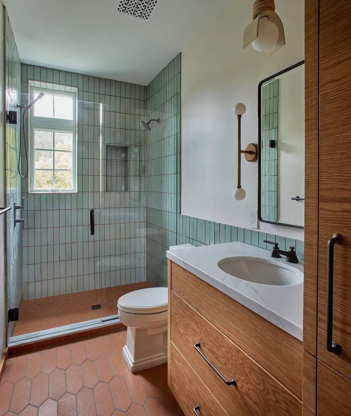 Modern green shower brick tiles Backsplash tiles 1