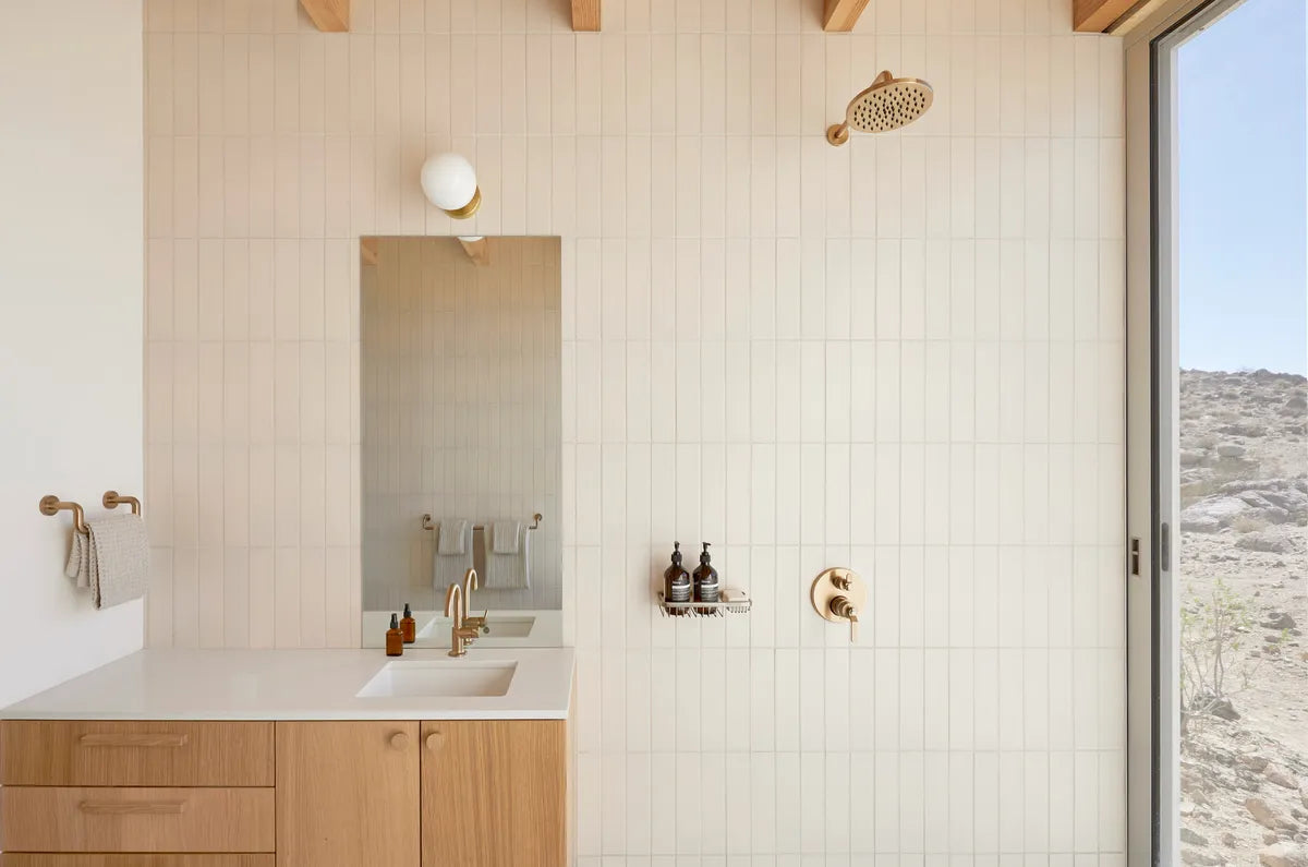 Modern organic beige subway backsplash wall tile 9