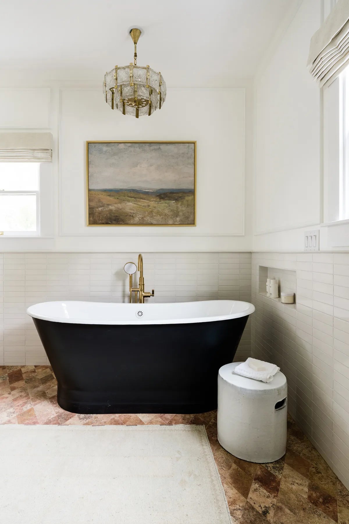 New traditional wainscot white bathroom subway tile 4