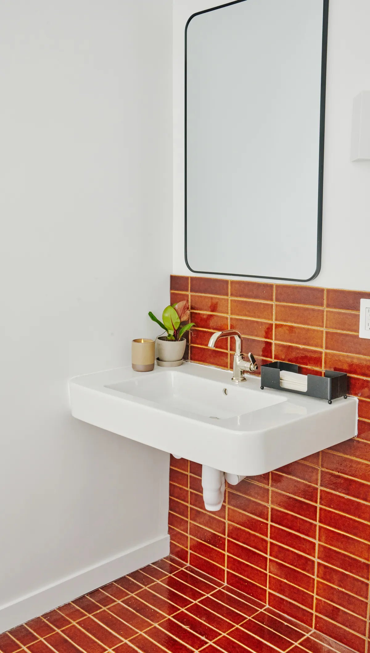 Brick bathroom floor wainscott tile 1