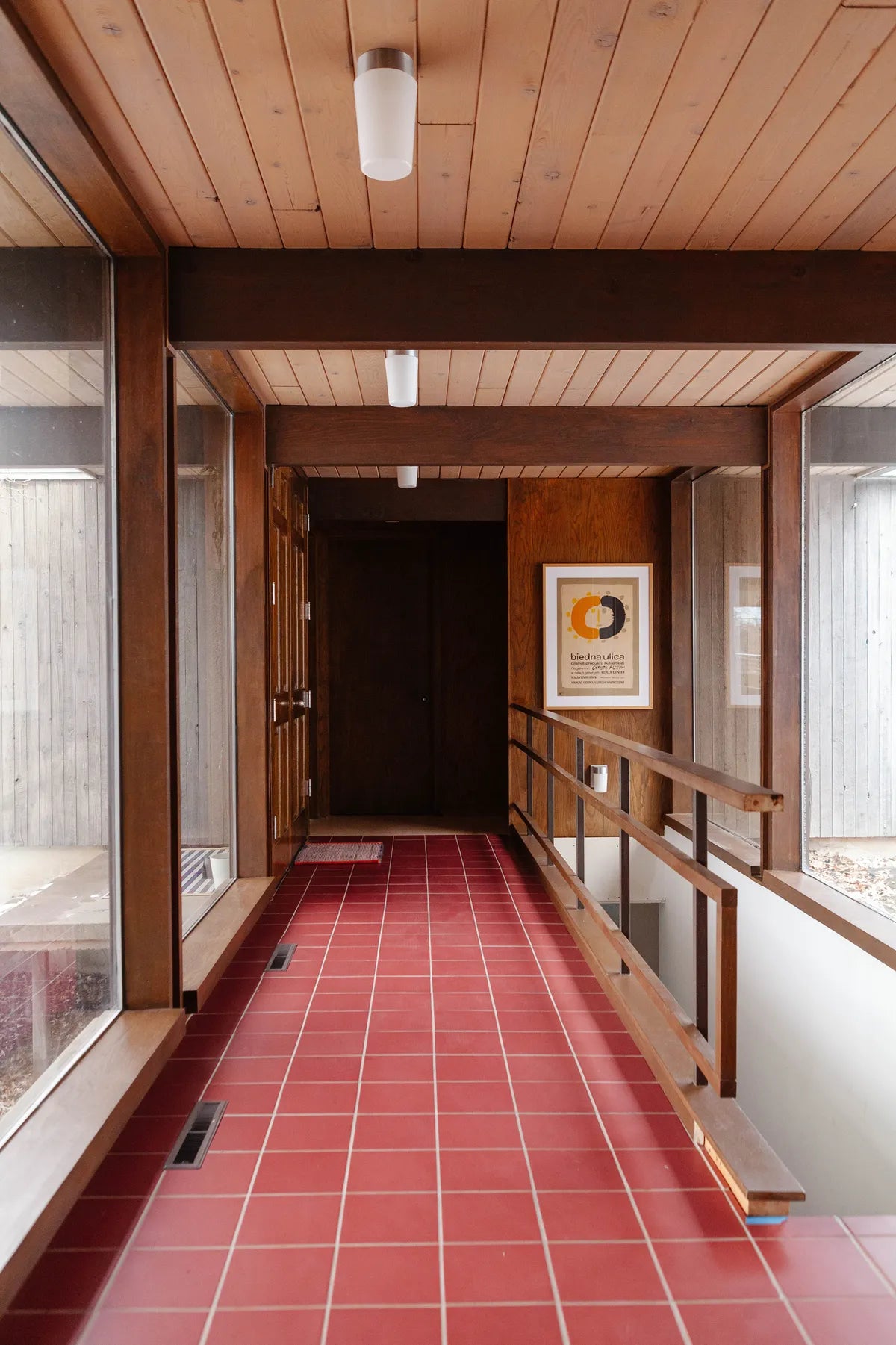 Mid century modern red square floor tile 3