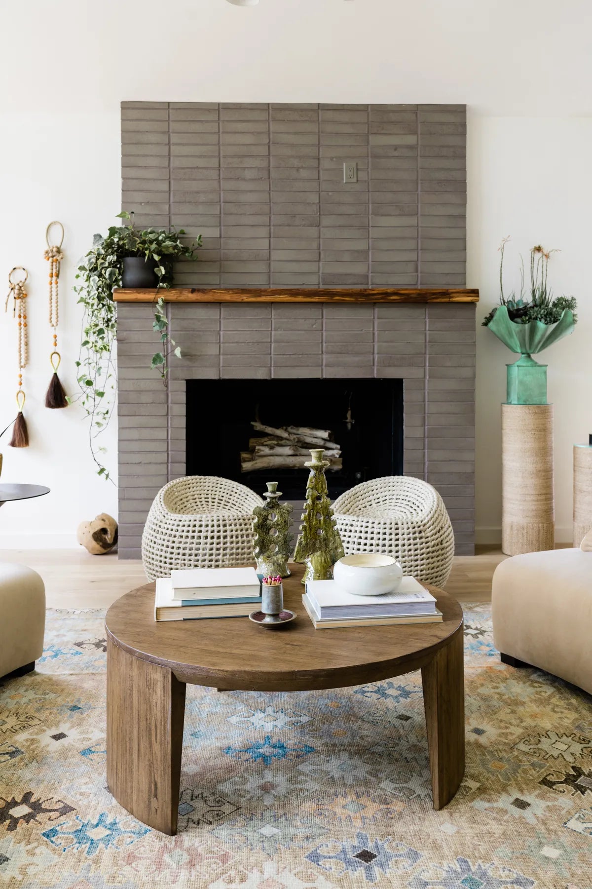 Modern Brick brown grey fireplace tile 4
