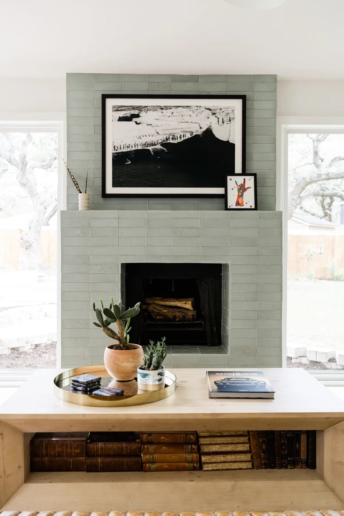 Modern Brick green fireplace tile 4