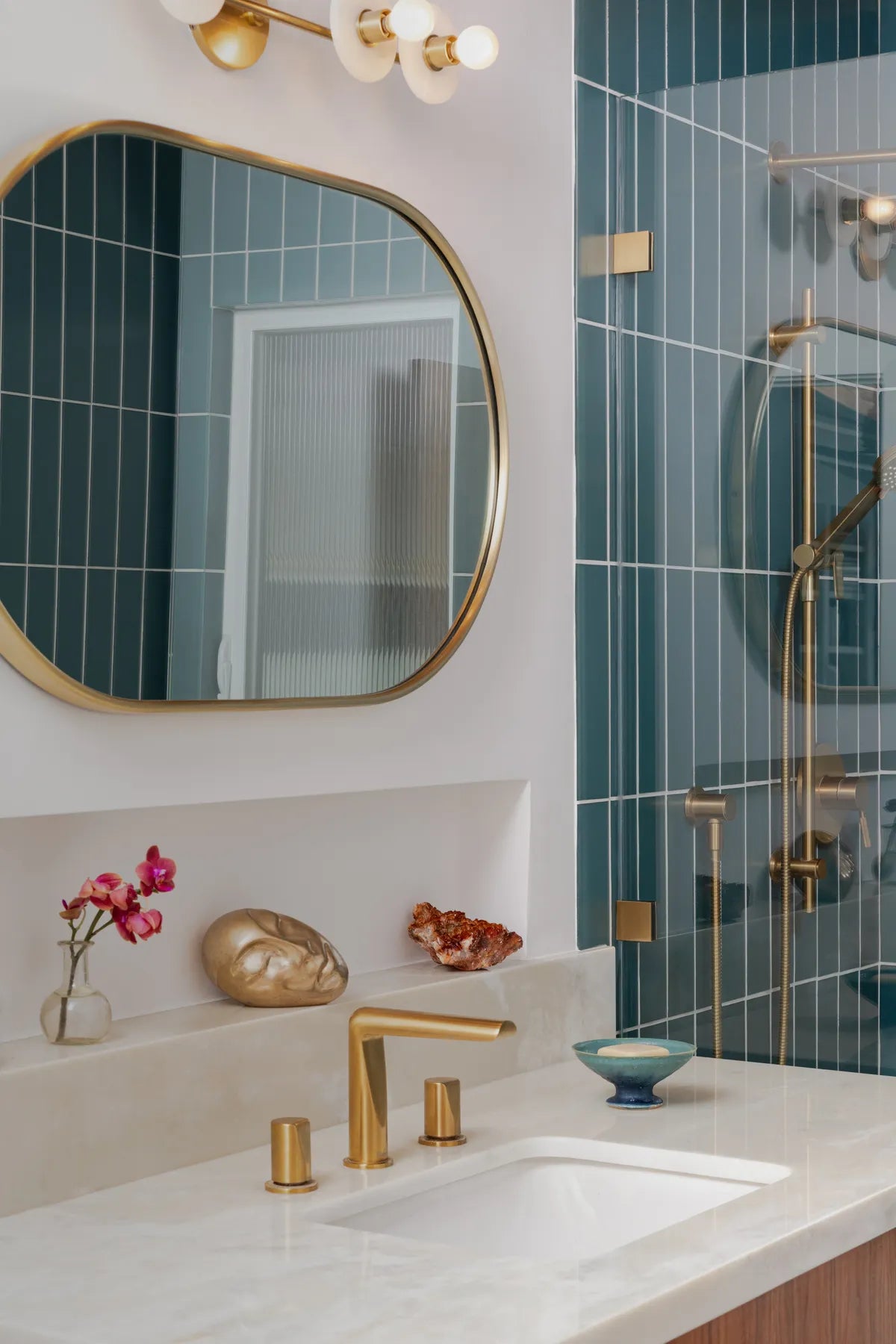 Modern blue subway glass tile 2