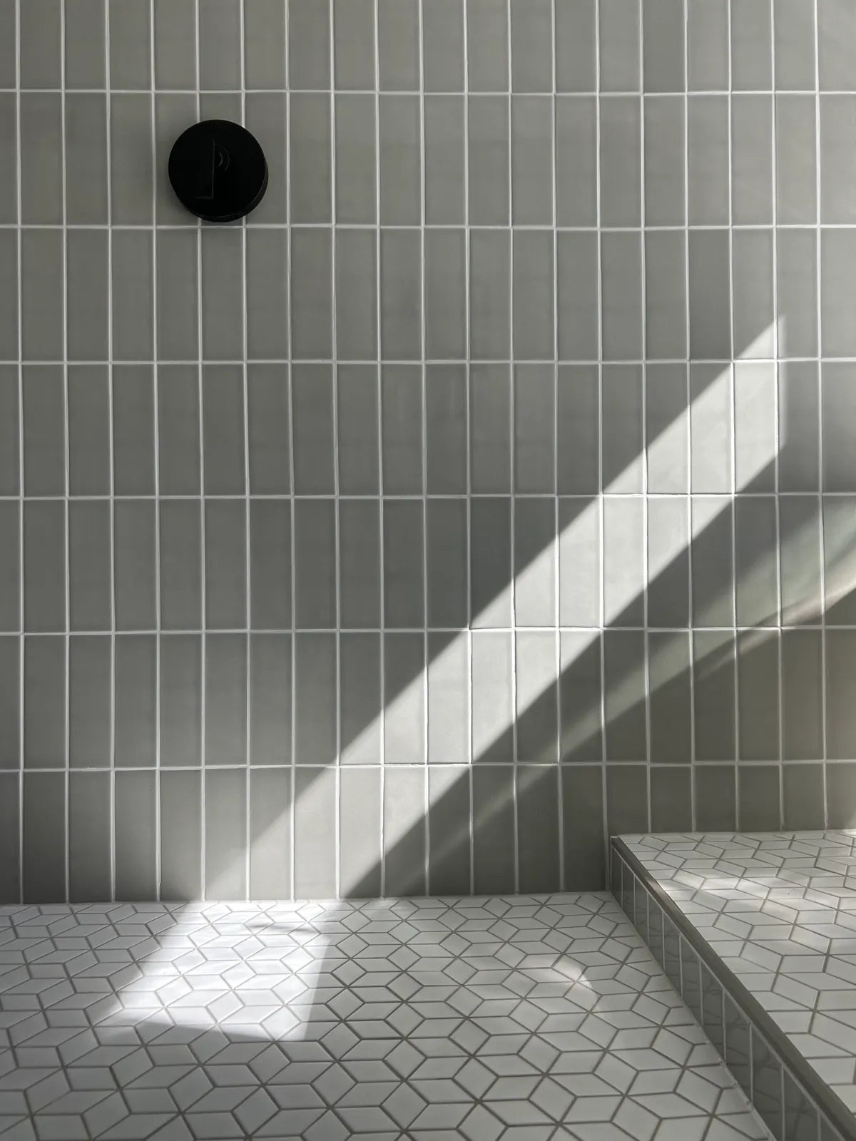Modern grey blue subway shower tile 2