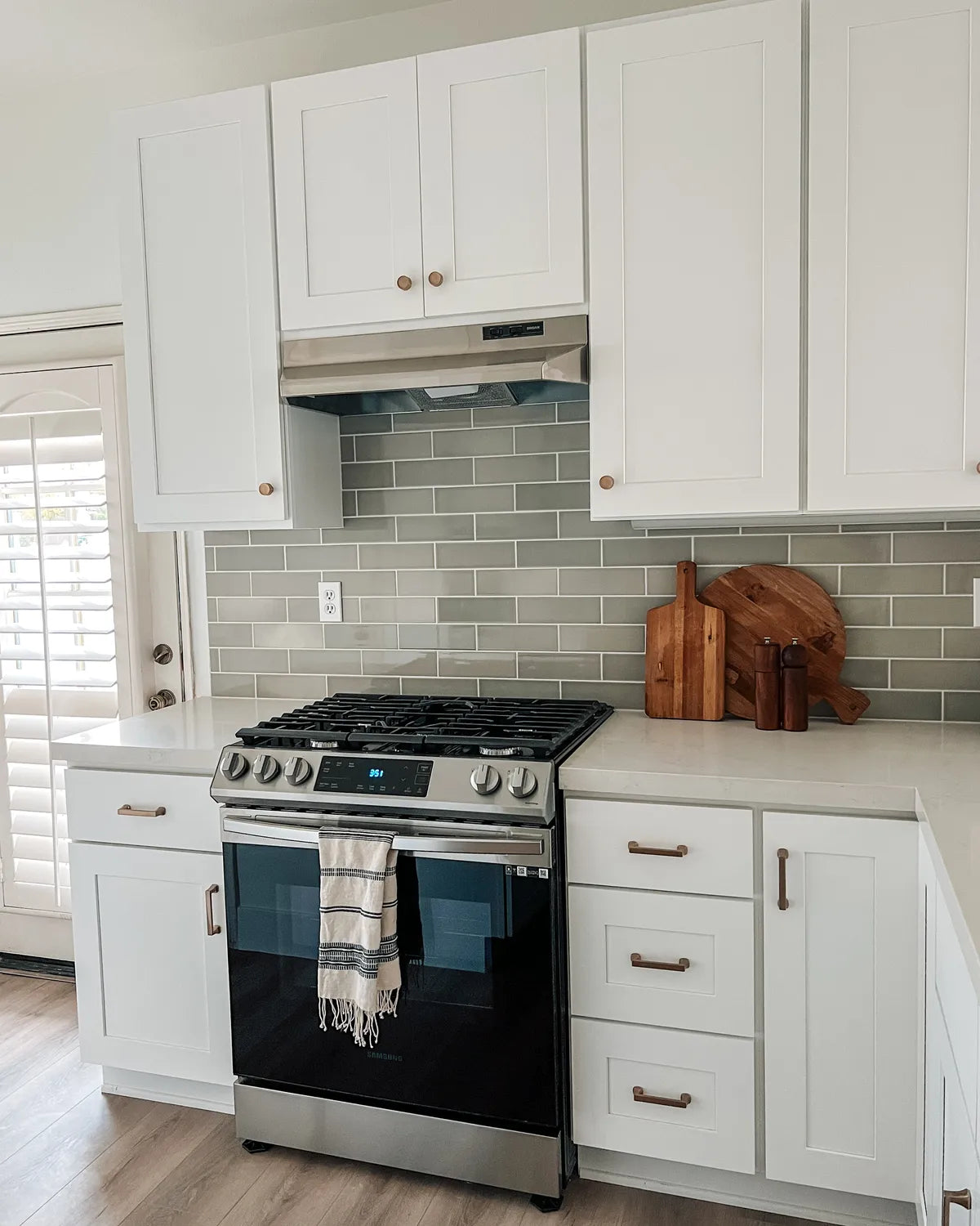 Modern grey green subway kitchen backsplash tile 5