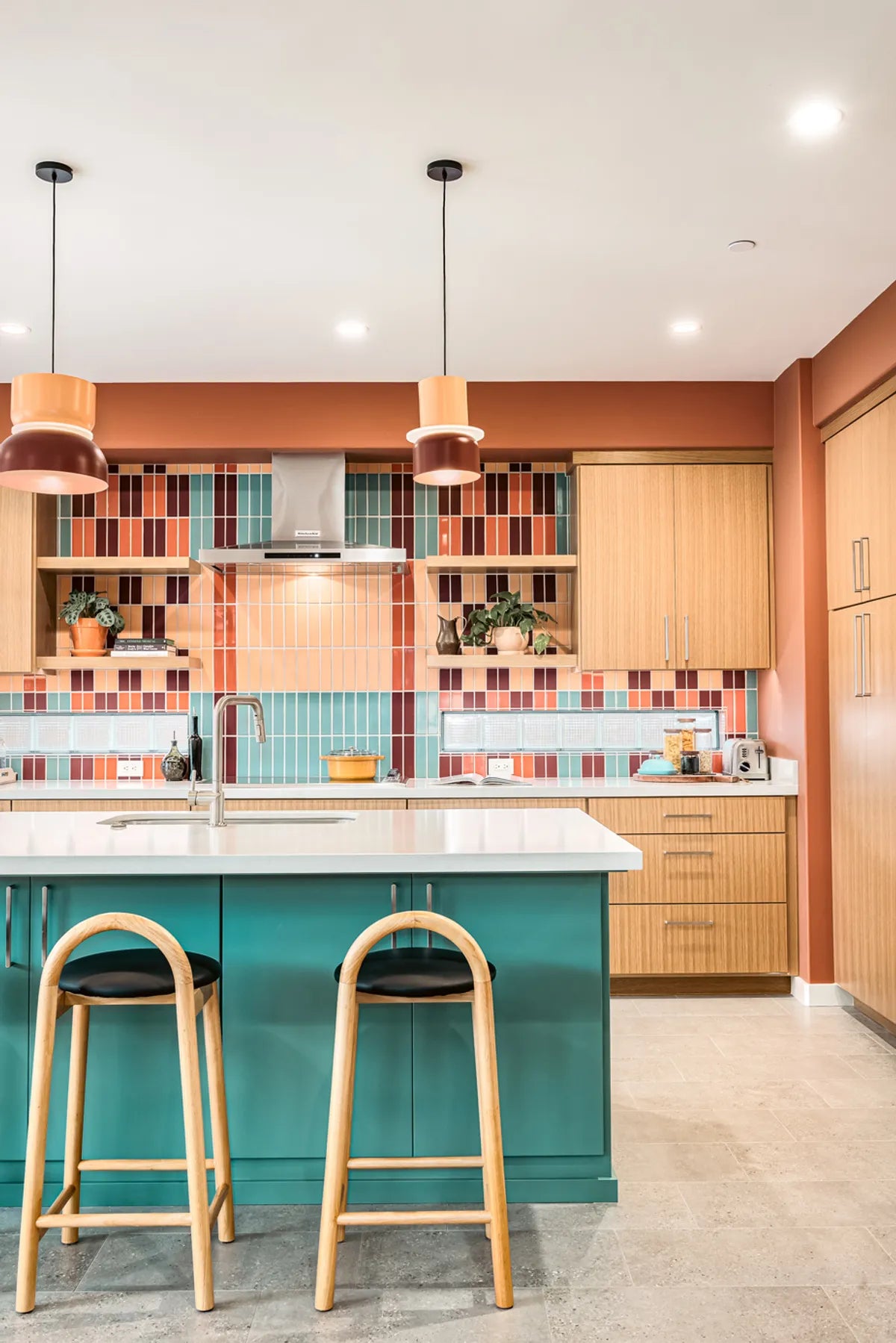 Modern eclectic kitchen subway tile 2
