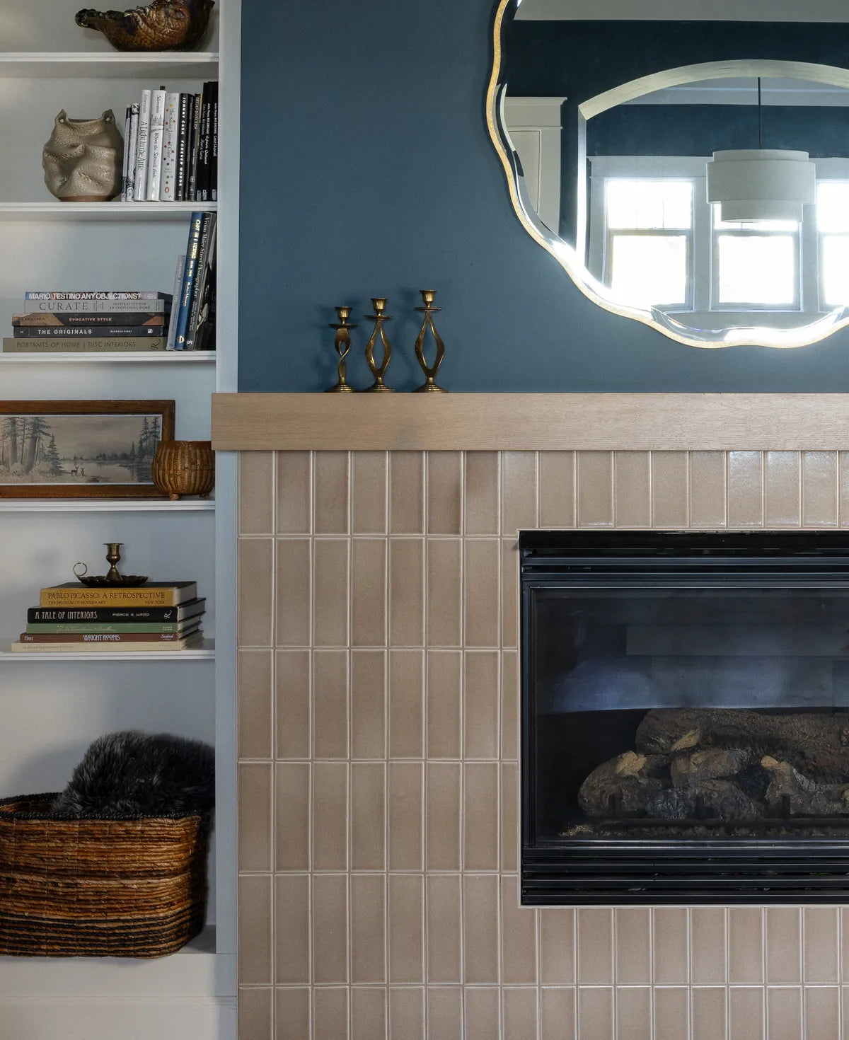 New traditional brown subway fireplace tile 1