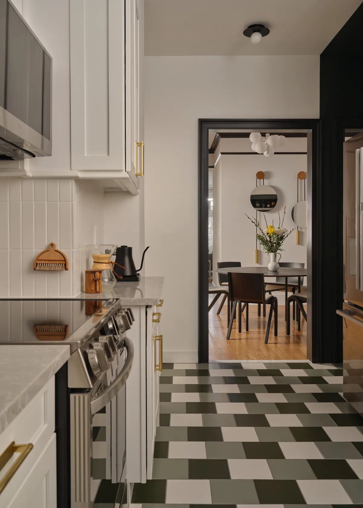 New traditional green white square floor tile white kitchen backsplash subway tile 1