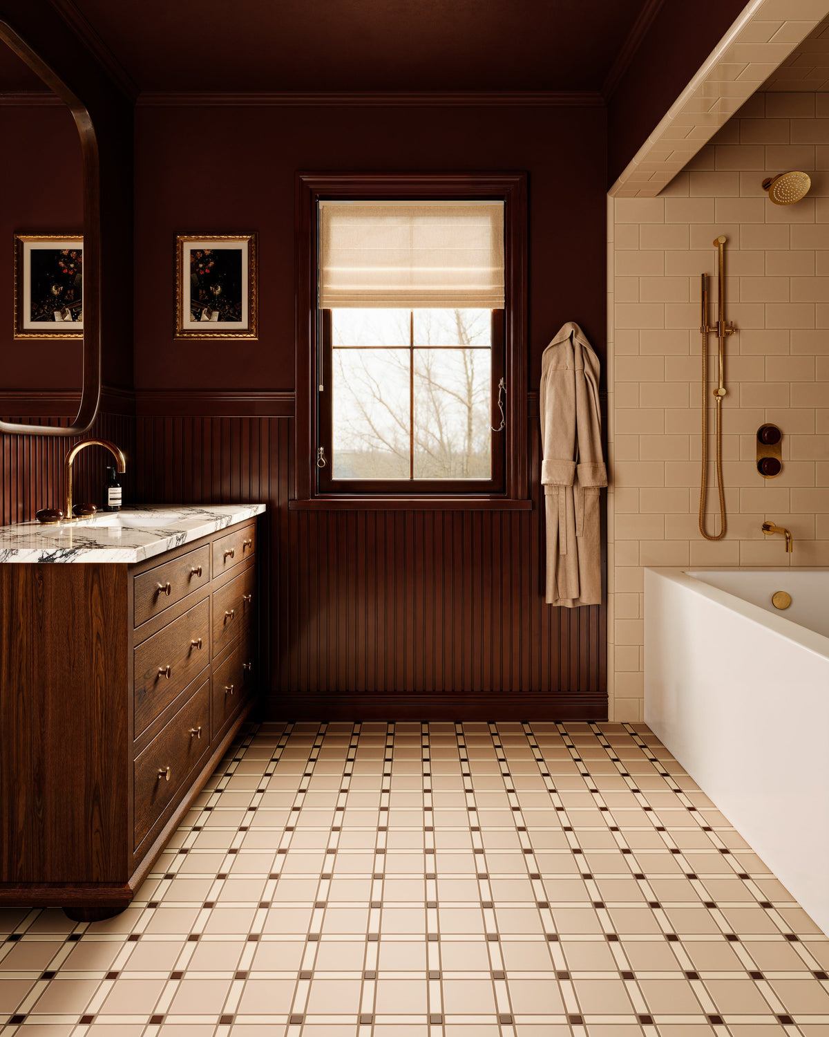 Moody Lattice Bathroom Floor