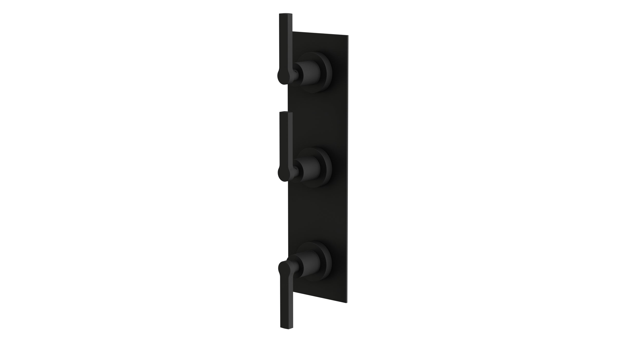 Flatiron Three Handle Wall Mount Shower Trim with Linear Lever Handles in Matte Black