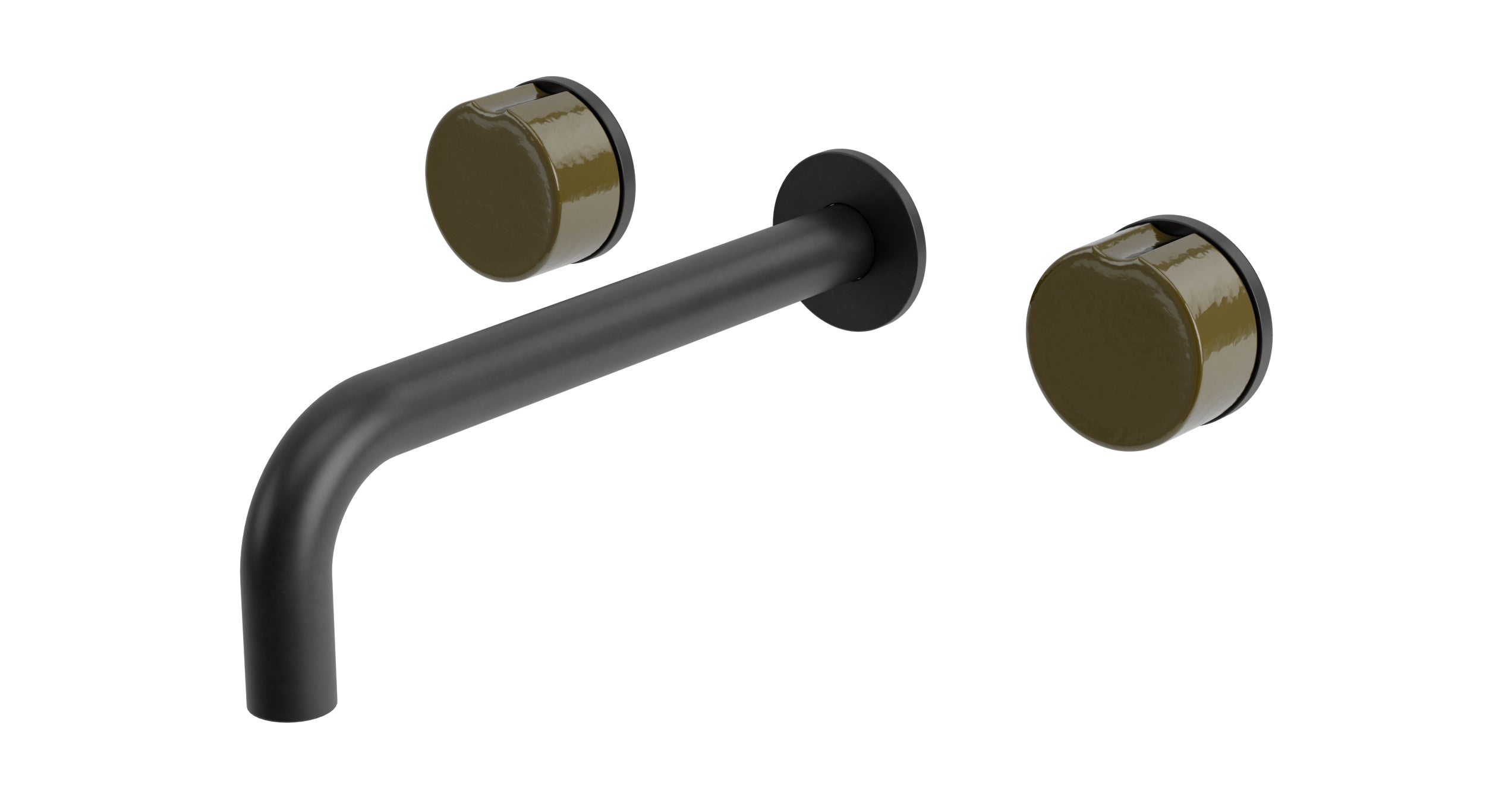 Foundry Two Handle Wall Mount 7.5" Lavatory Faucet with Groove Ceramic Knob Handles in Oil Rubbed Bronze