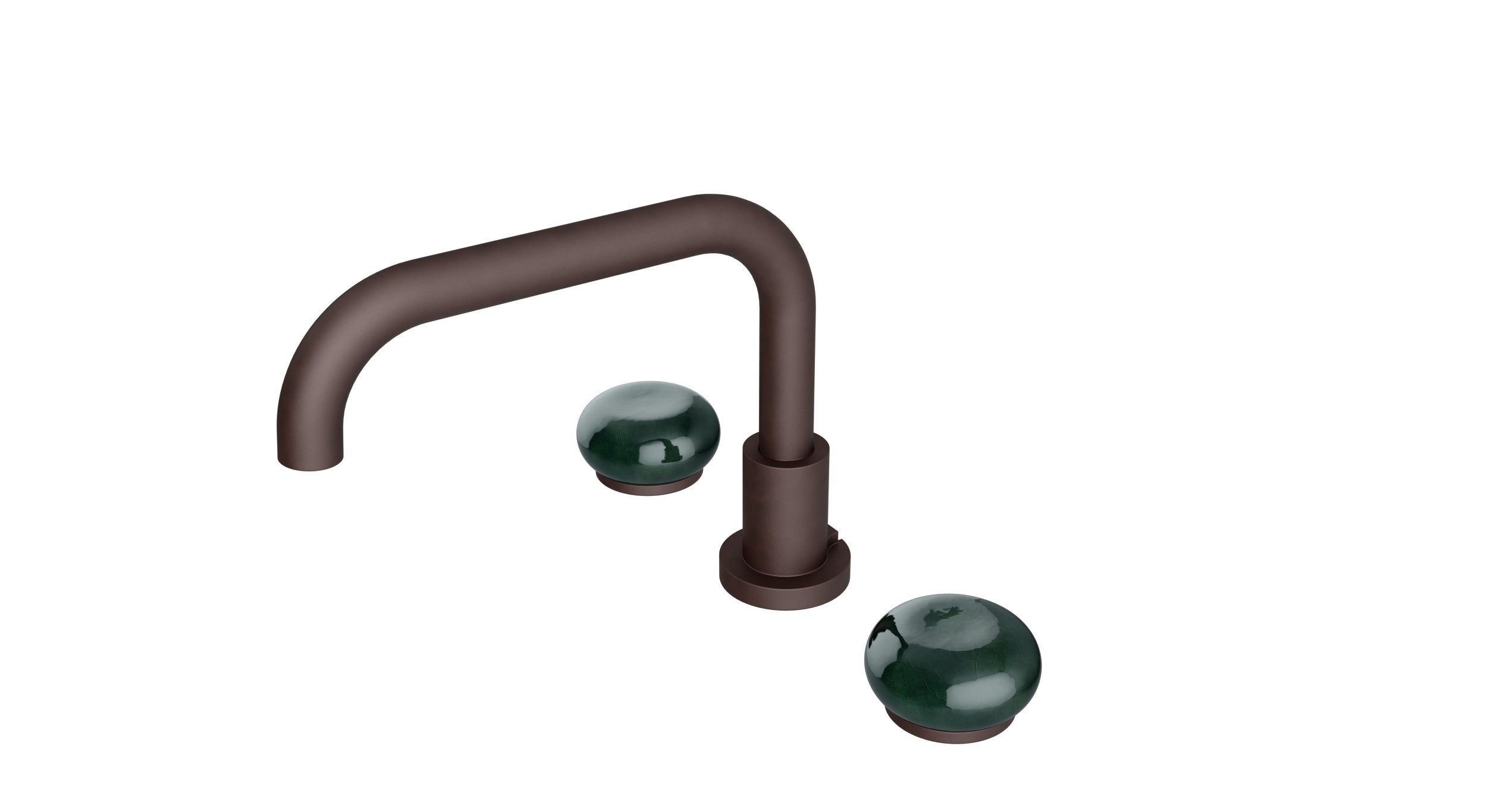 Foundry Two Handle Deck Mount Squaretop Bath Trim with Pebble Ceramic Knob Handles in Architectural Copper