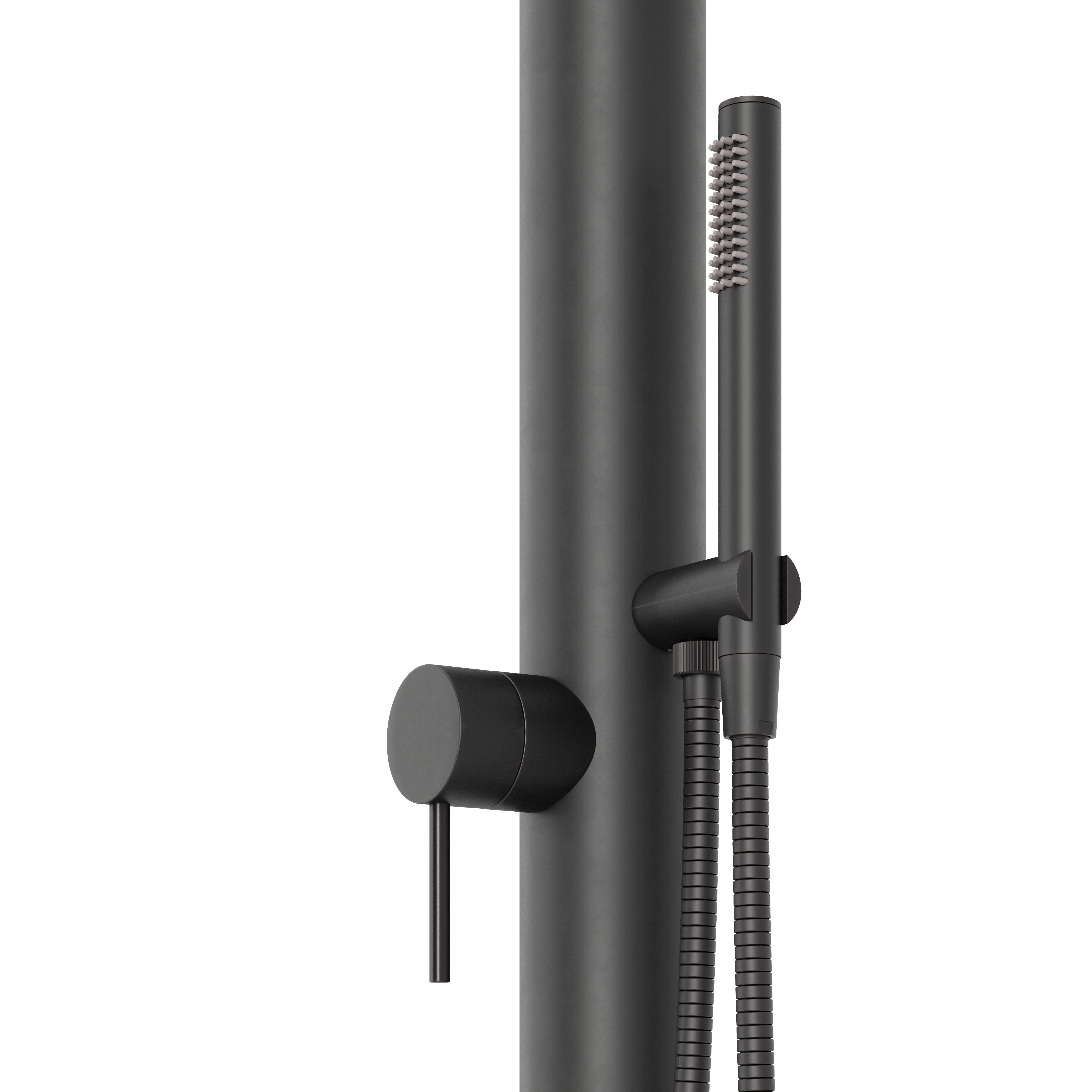 Contour Outdoor Shower Pressure Balance with 12" Rain Head and Hand Shower in Oil Rubbed Bronze