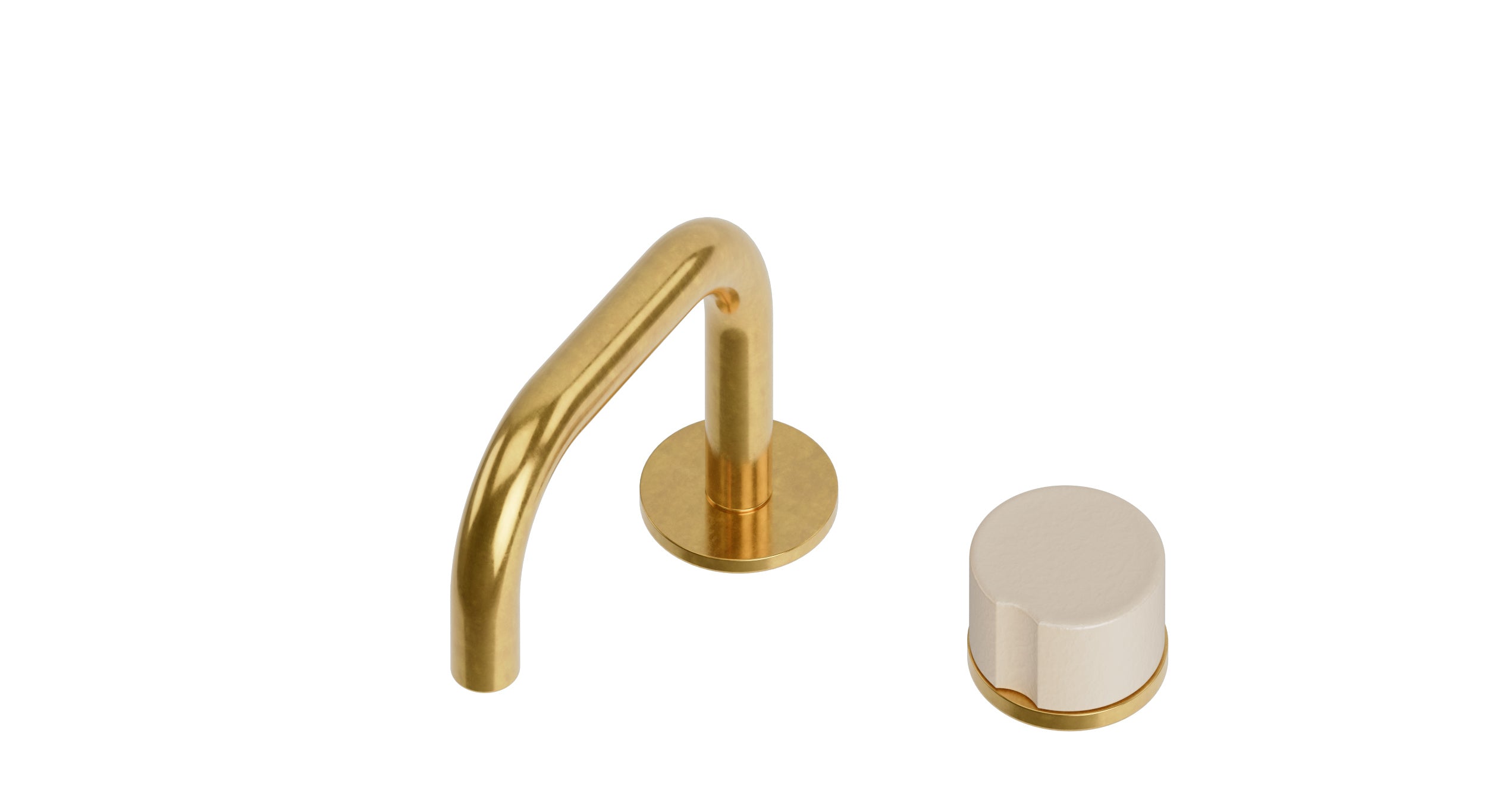 Foundry One Handle Deck Mount Squaretop Lavatory Faucet with Groove Ceramic Knob Handle in French Brass