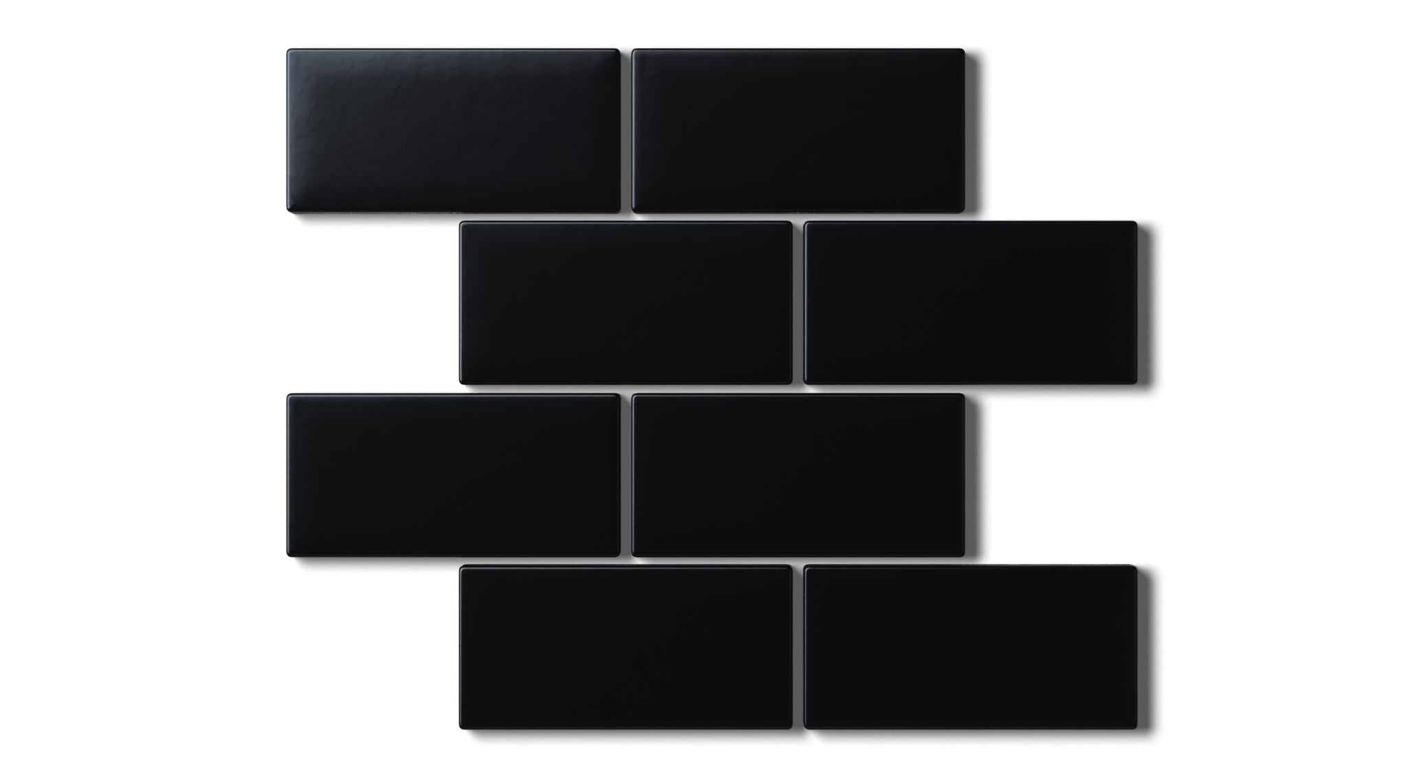 2x4 Half Offset Sheeted Natural Press Ceramic Mosaic Tile in Bone Black Matte