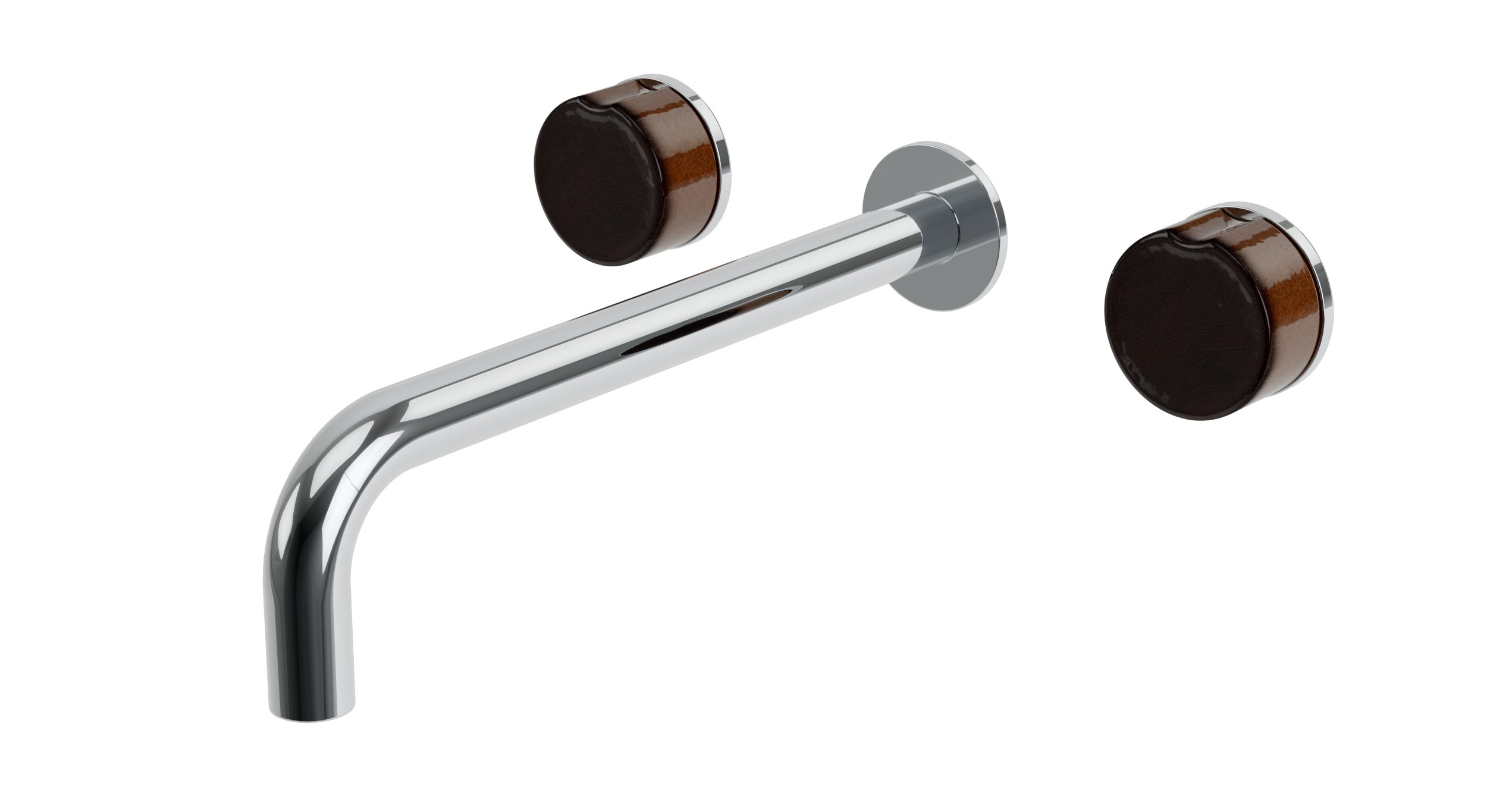 Foundry Two Handle Wall Mount 10" Lavatory Faucet with Groove Ceramic Knob Handles in Polished Chrome